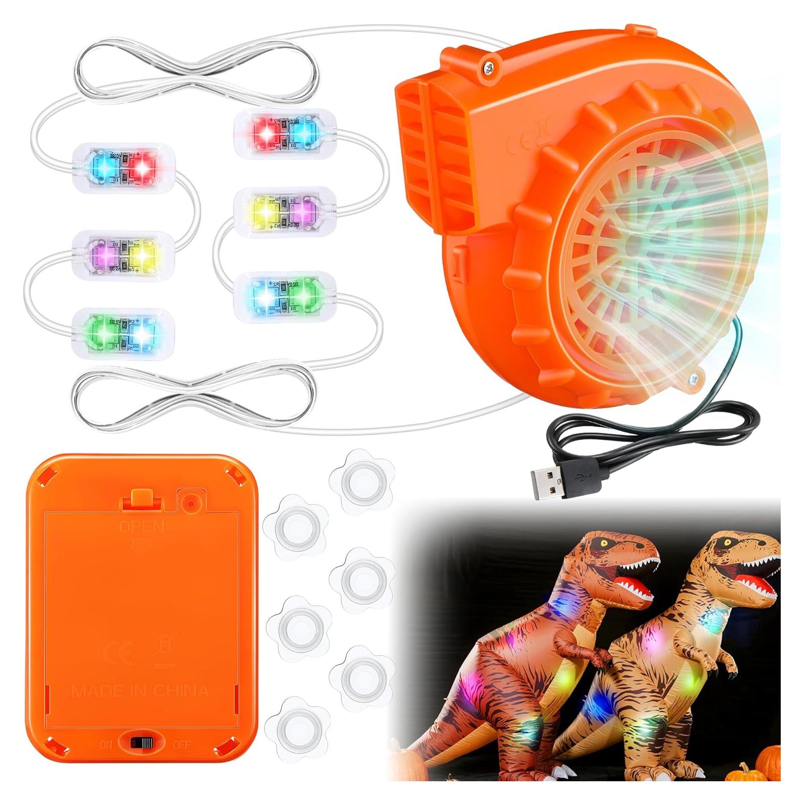 Ventilador Mini Naranja Enhon para Disfraz Inflable con LED