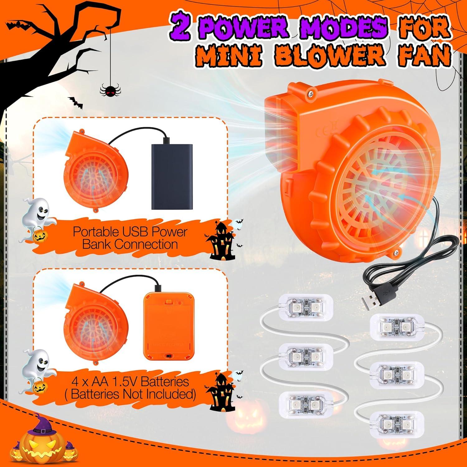 Ventilador Mini Naranja Enhon para Disfraz Inflable con LED