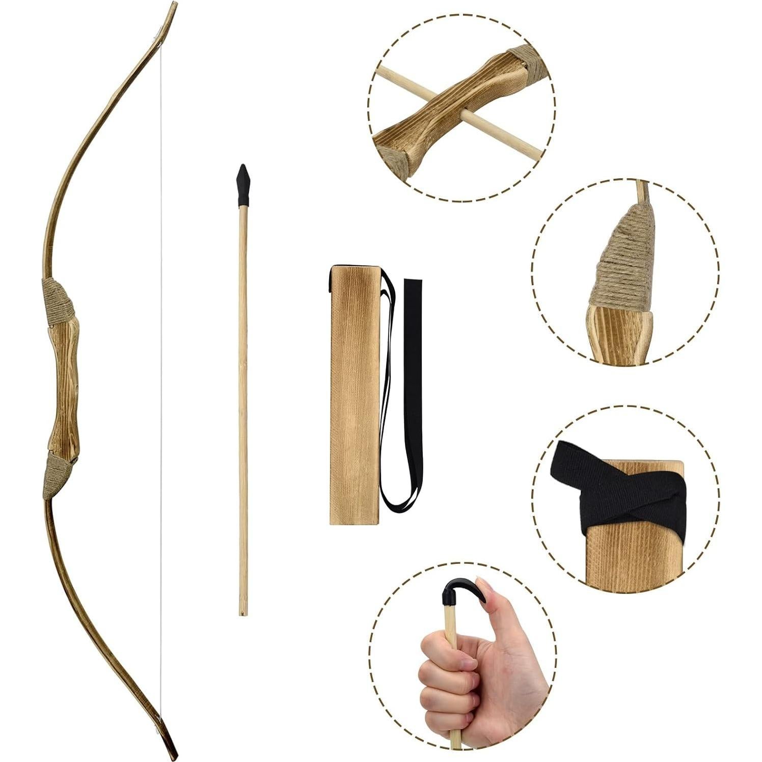 Juego de Arco y Flecha de Madera Basbon 81 cm para Niños