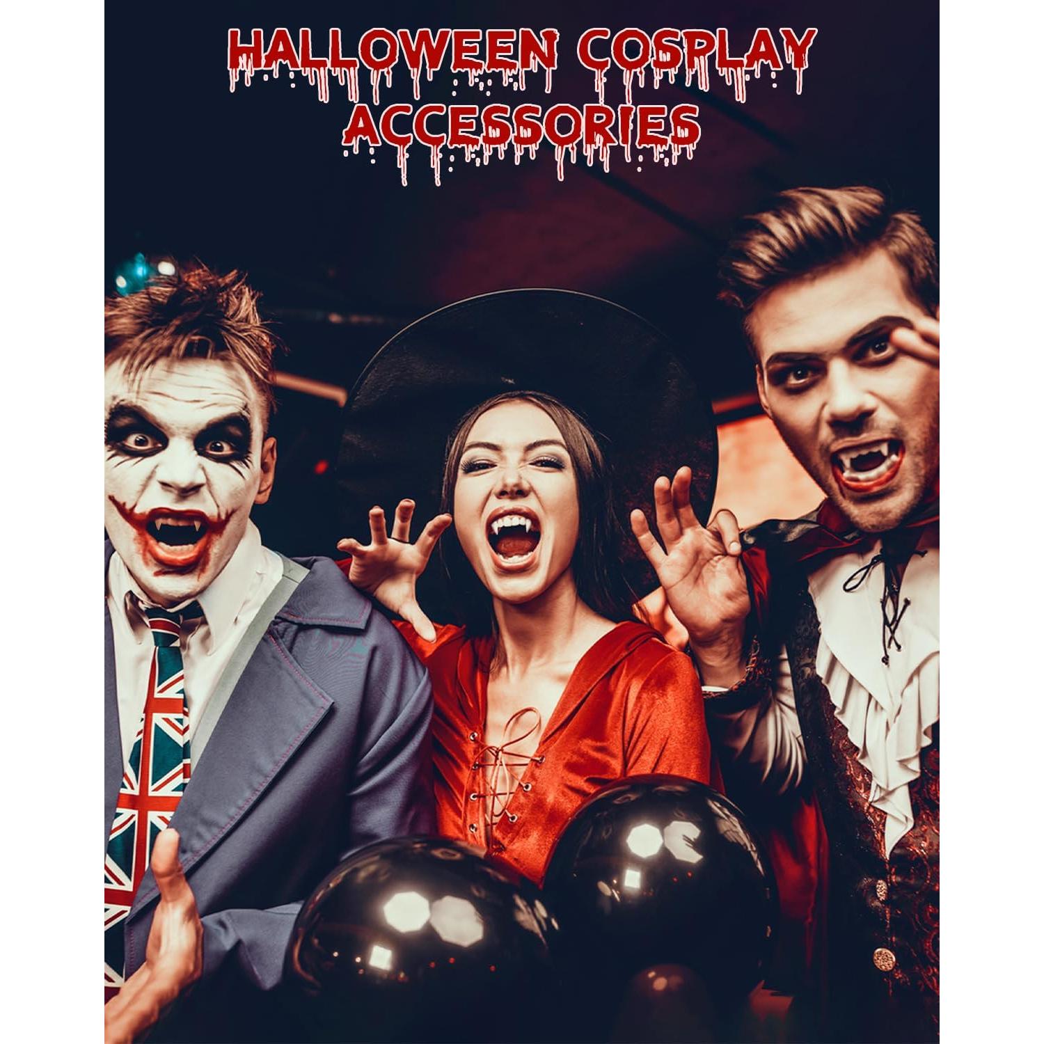 Colmillos de Vampiro TLPUHU - 6 Pares en 3 Tamaños para Halloween