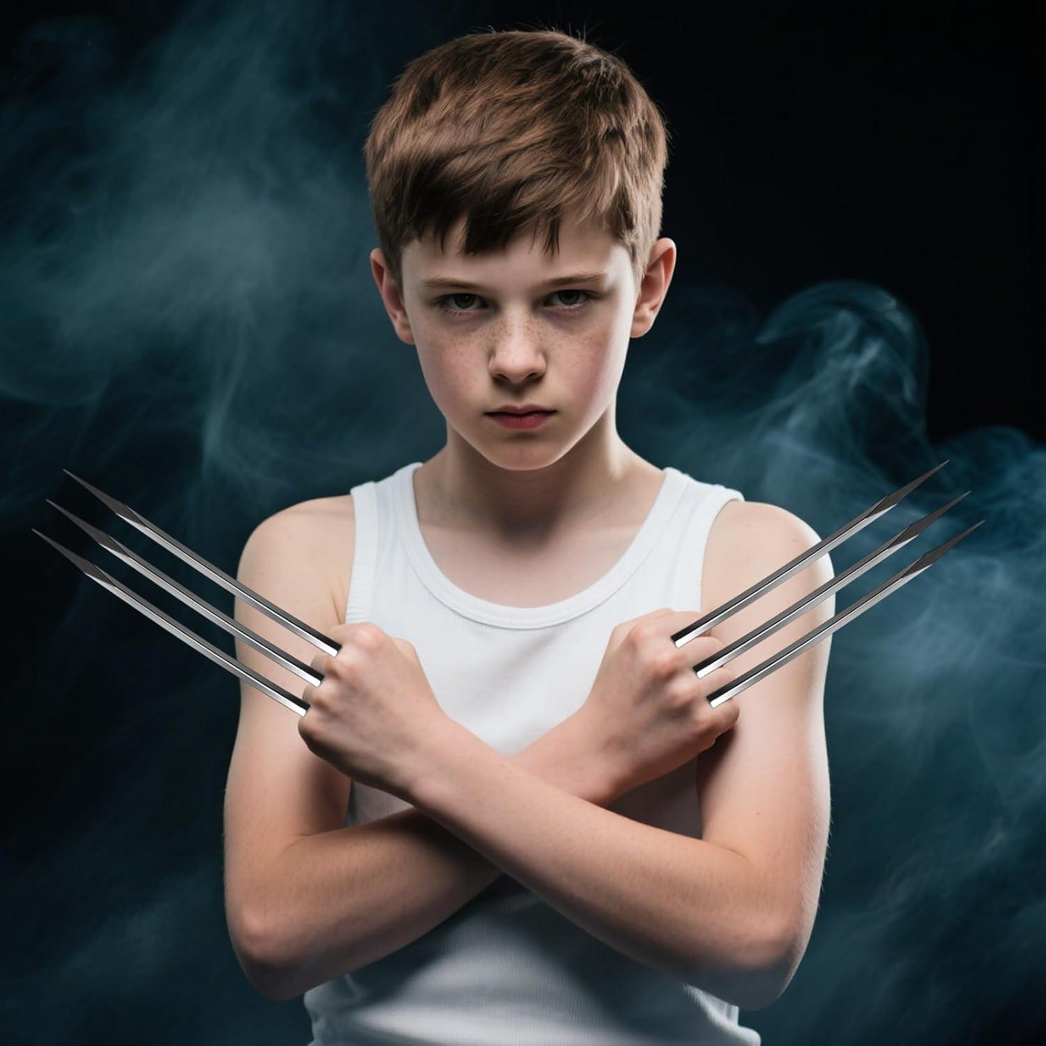 Garras de Wolverine Plateadas para Disfraz Adulto - 2 Pcs