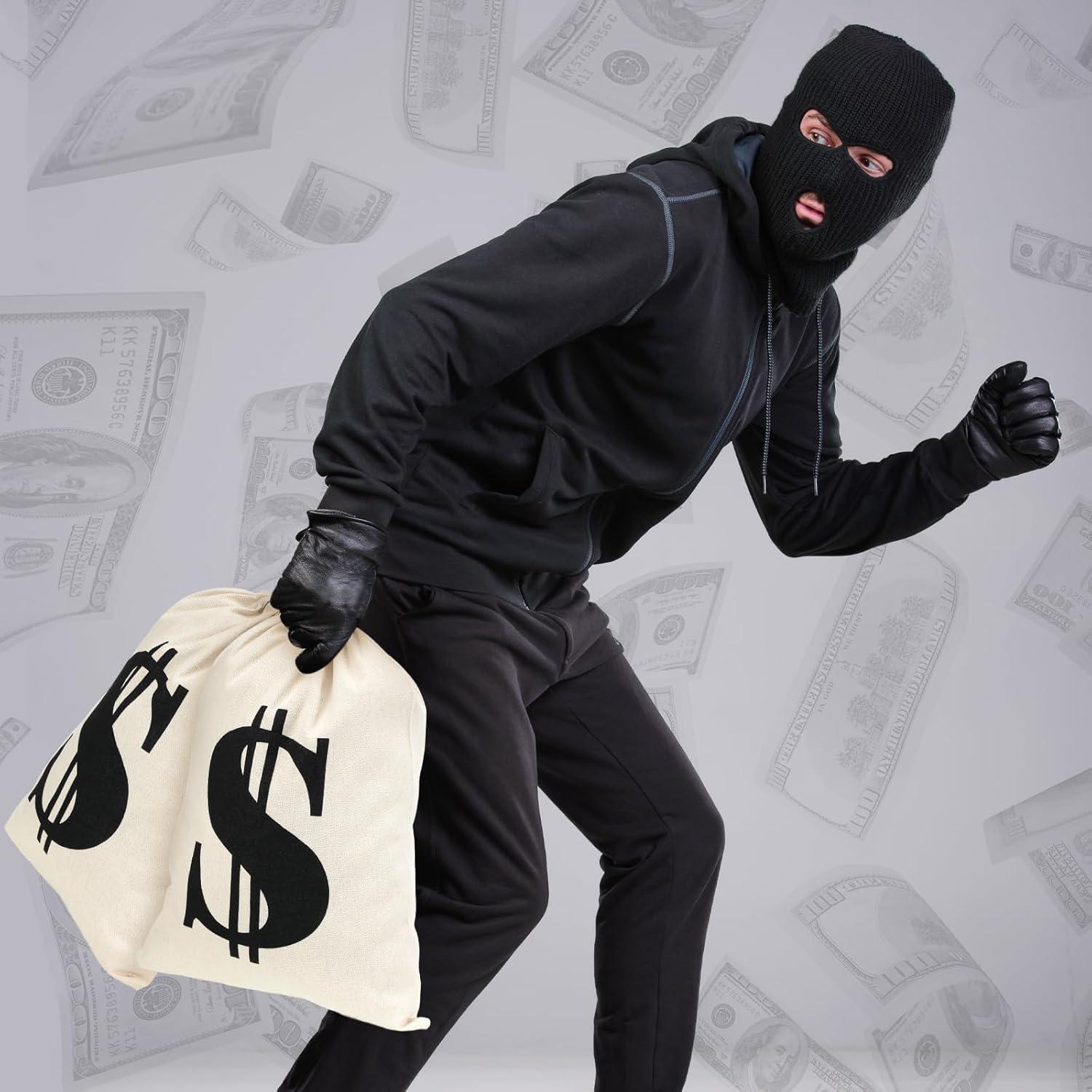 6 Bolsas de Dinero de Lona con Cierre de Cuerda 30x40cm Blancas