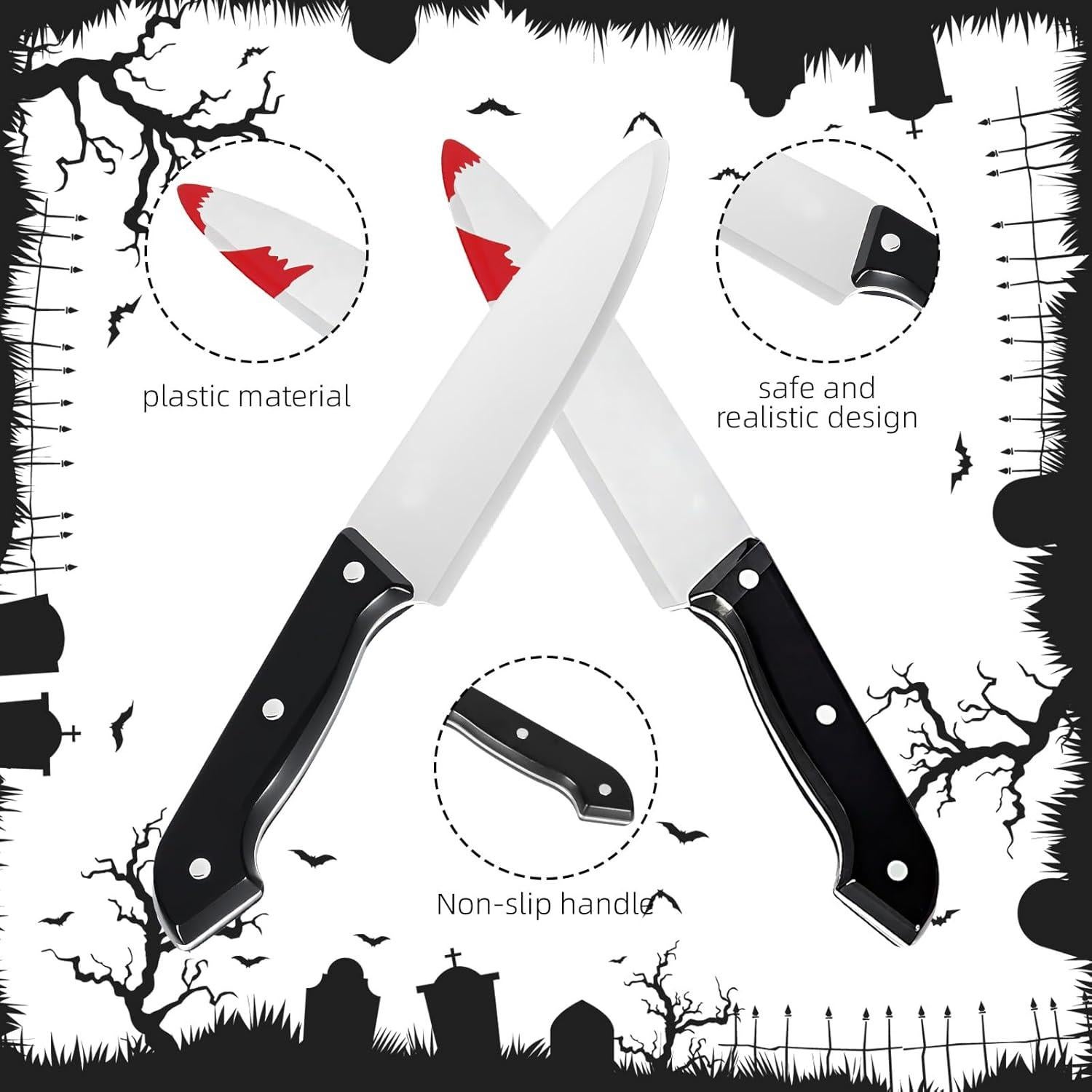Cuchillos Falsos de Halloween bcehyaa - Paquete de 2 Accesorios