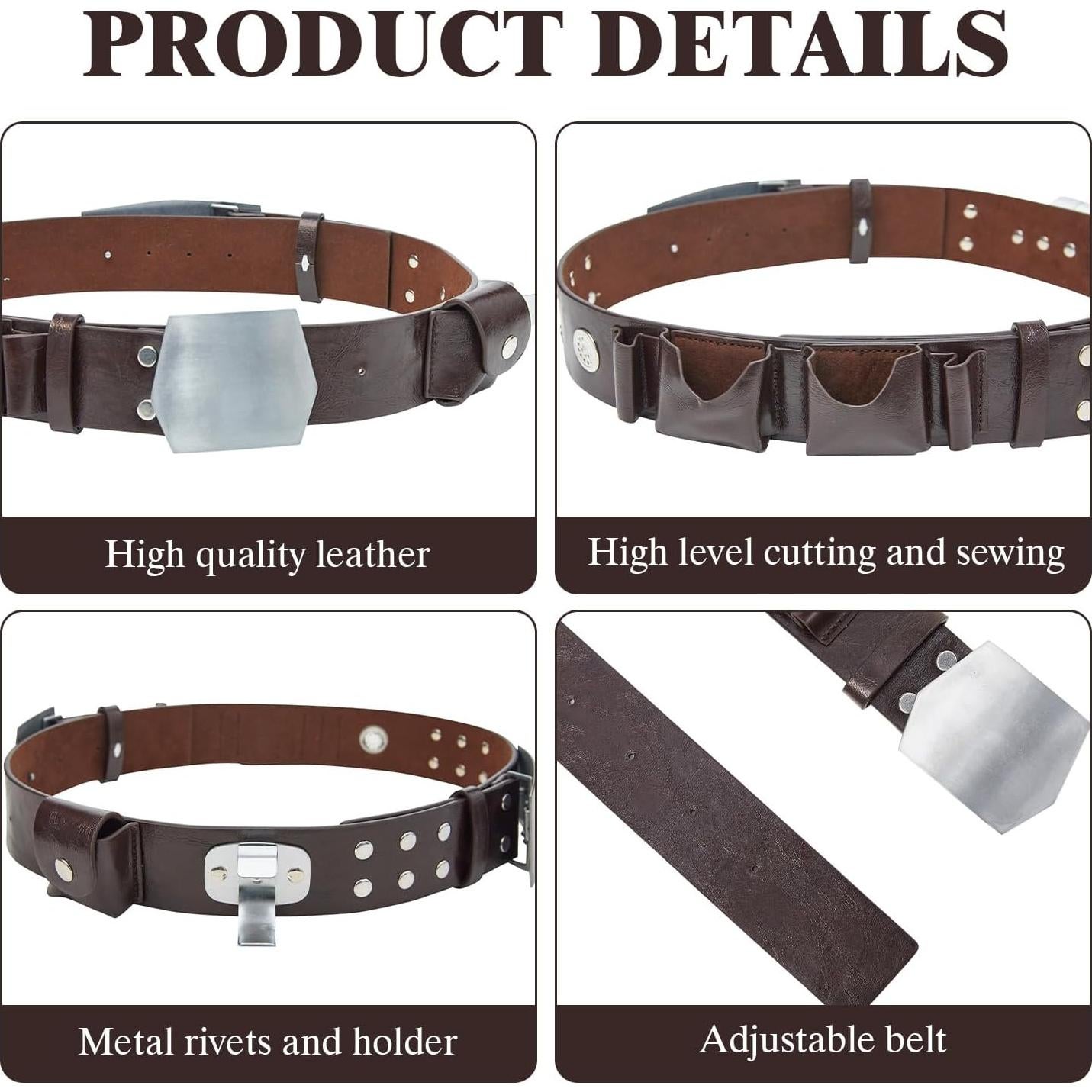 Cinturón de disfraz para hombres PU con funda cosplay Halloween