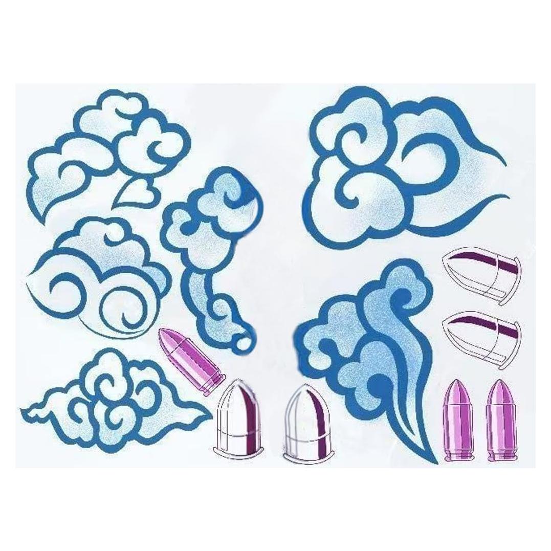 Tatuajes Temporales Beutthiar Nubes Cosplay Azul Oscuro