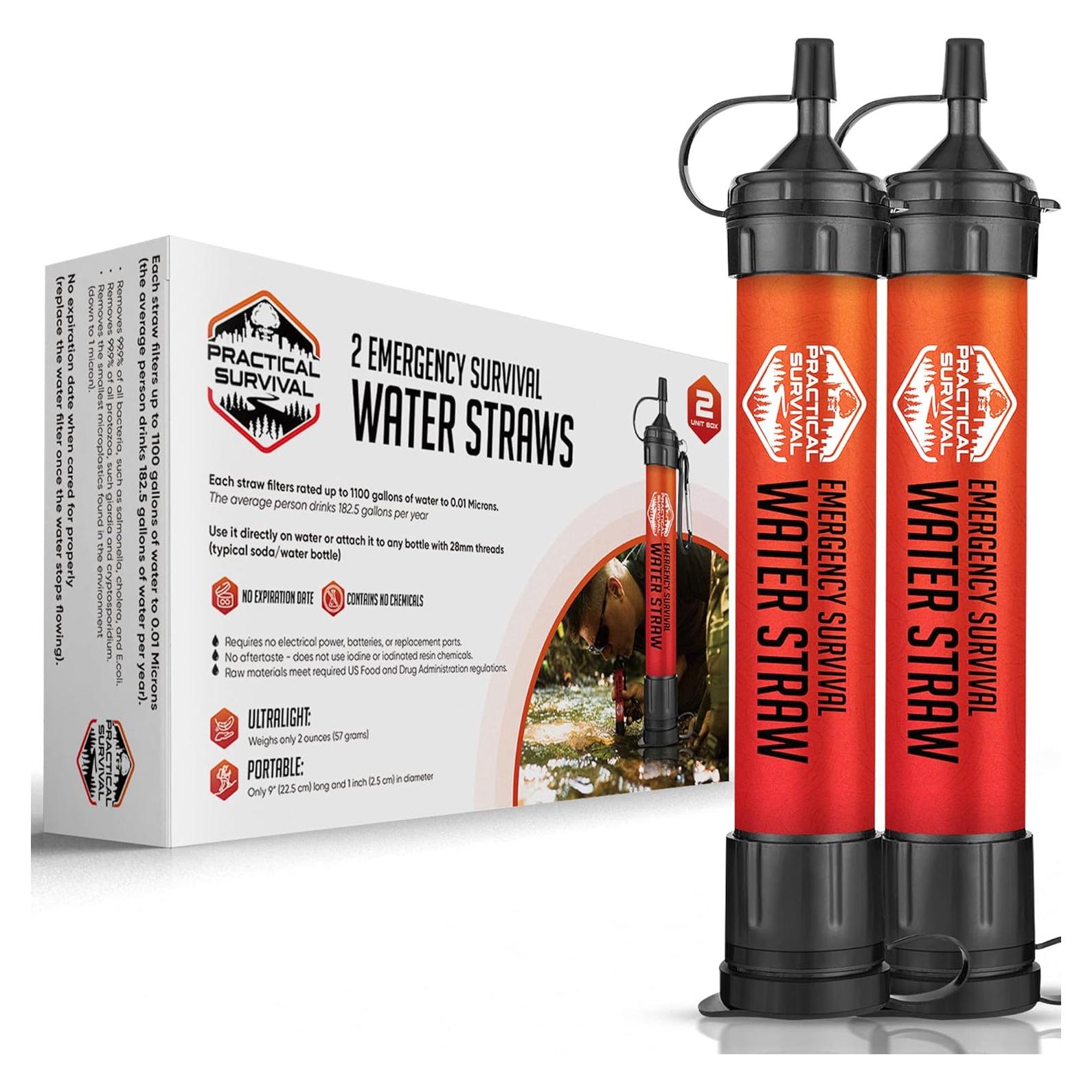 Pajillas de Agua de Emergencia Supervivencia Práctica - 2 Unidades