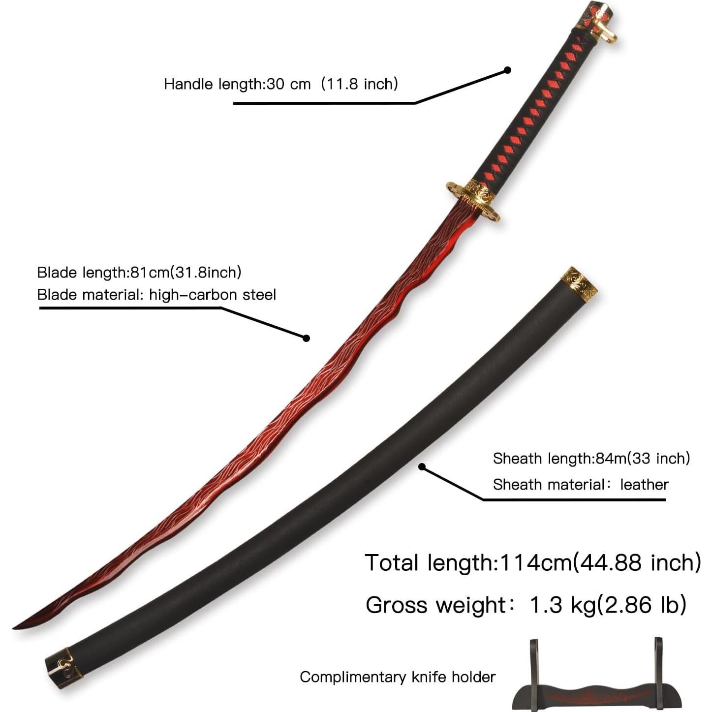 Katana Ríos de Sangre ZKBWFLA 115 cm Acero al Carbono Desafilada