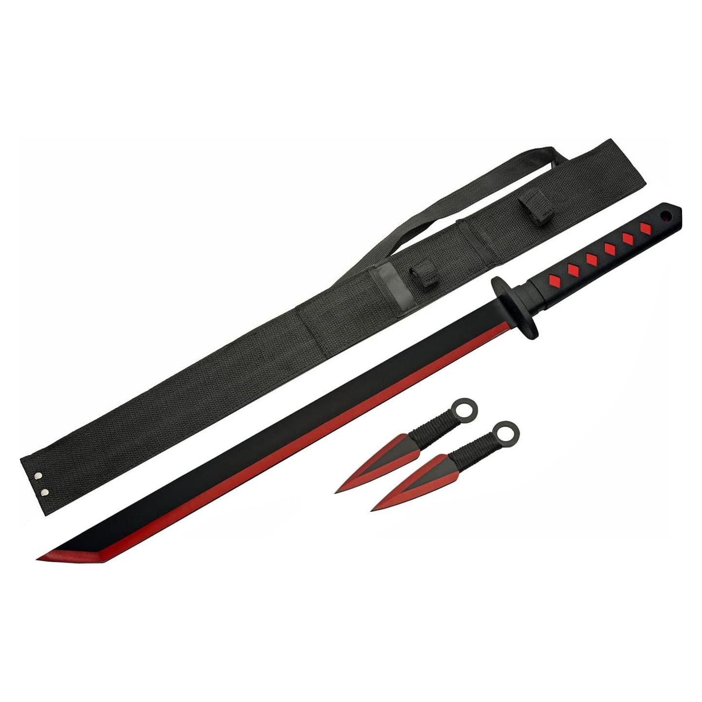 Conjunto de espada y cuchillo ninja SZCO con funda y mango de goma