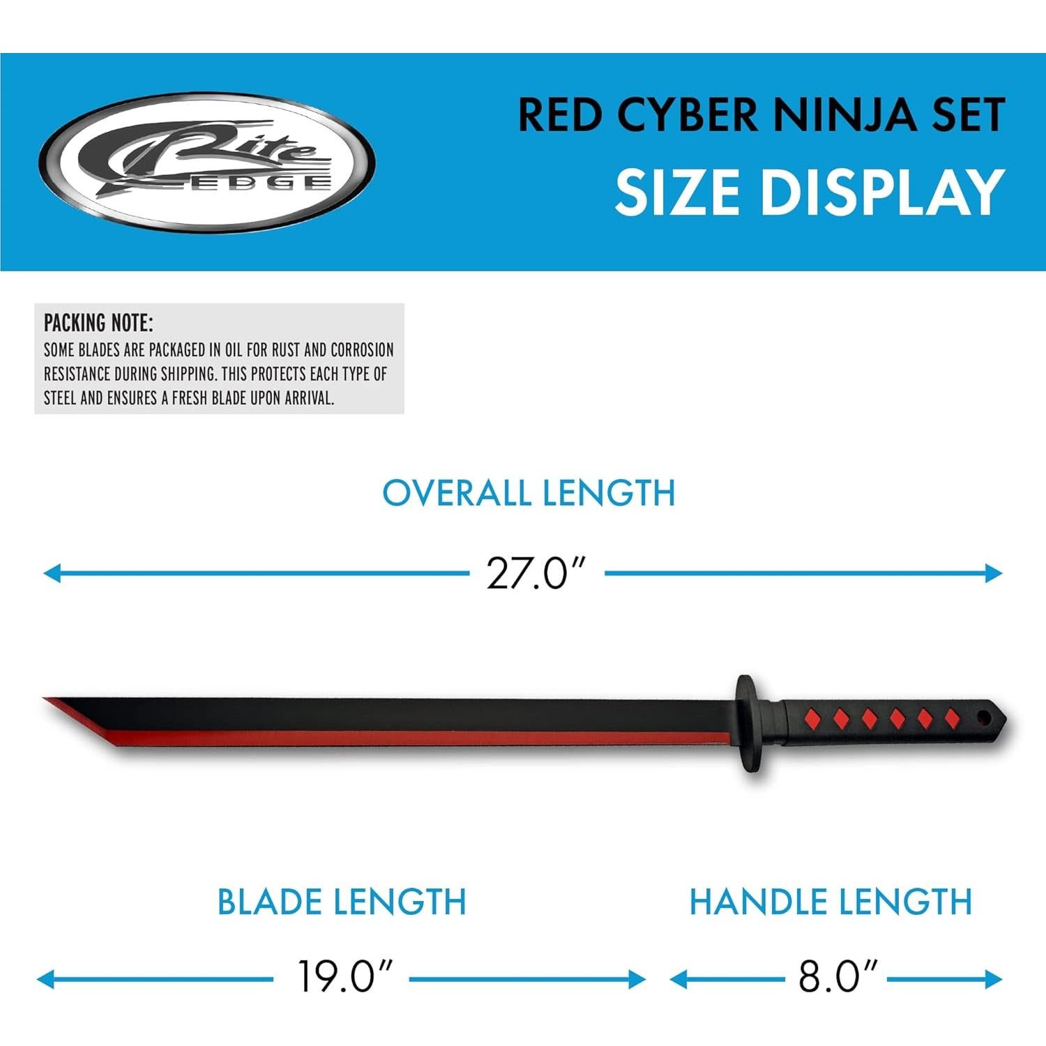 Conjunto de espada y cuchillo ninja SZCO con funda y mango de goma