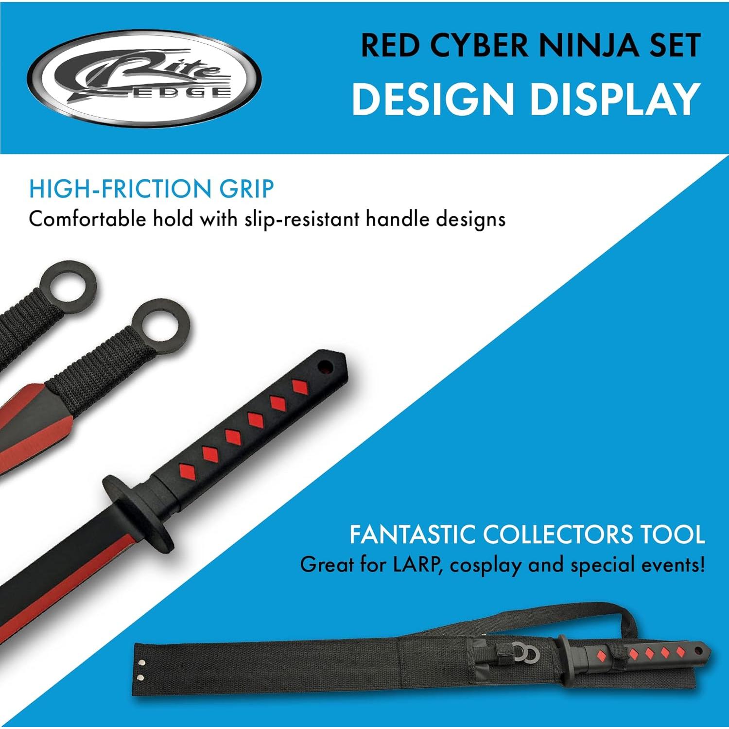 Conjunto de espada y cuchillo ninja SZCO con funda y mango de goma