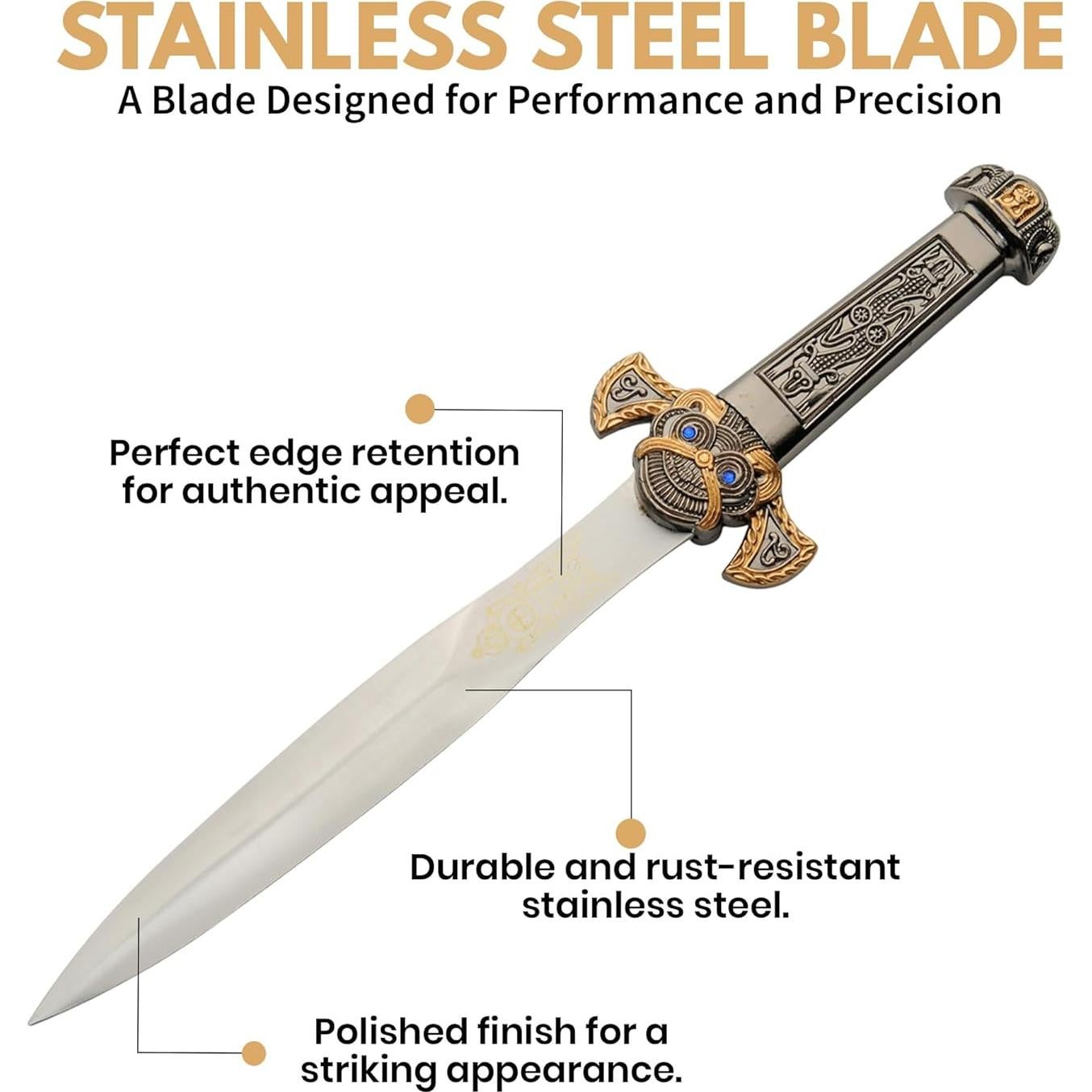 Daga Réplica Egipcia 32.39 cm Szco con Funda de Metal