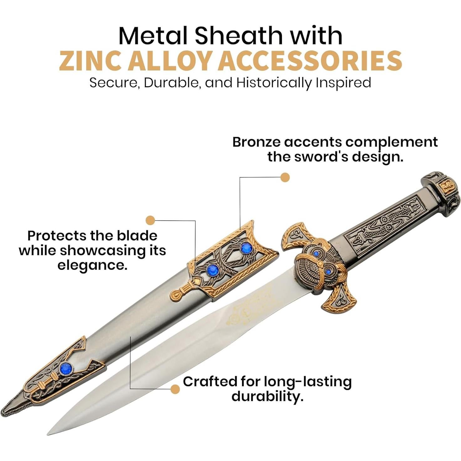 Daga Réplica Egipcia 32.39 cm Szco con Funda de Metal