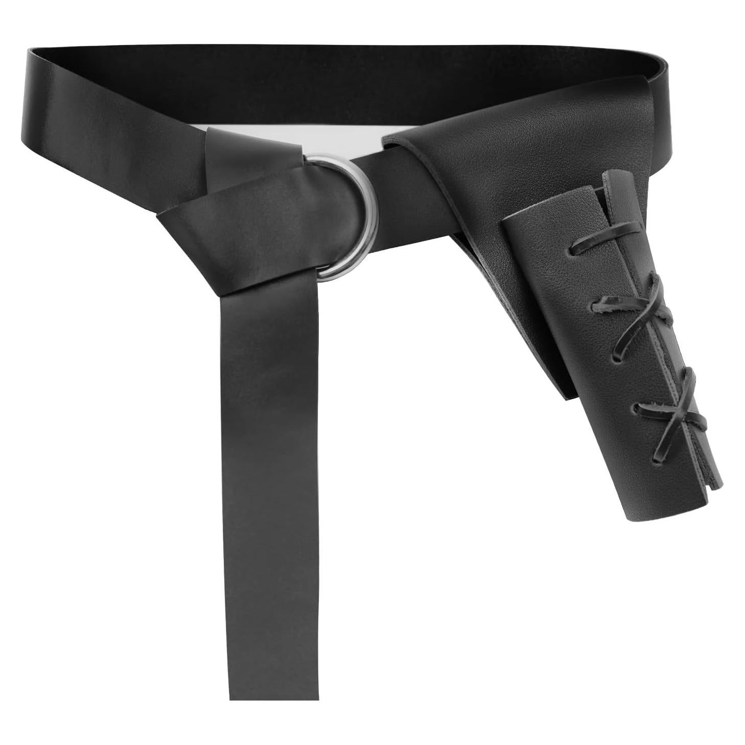 Cinturón Medieval de Cuero PU con Funda para Espada y Daga