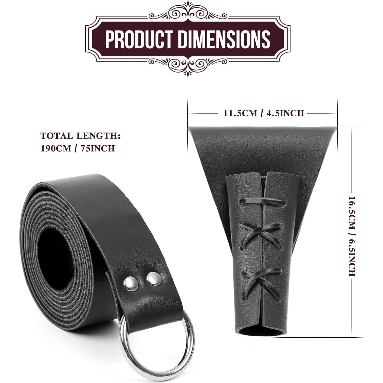 Cinturón Medieval de Cuero PU con Funda para Espada y Daga