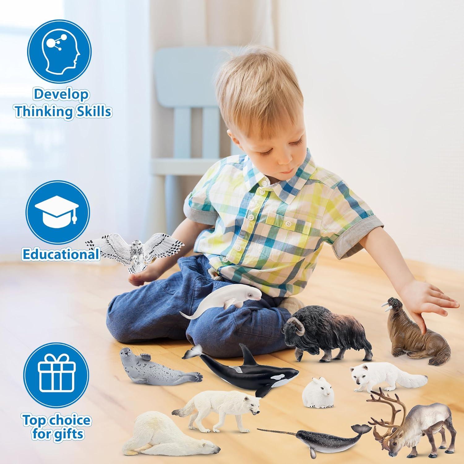 Set de Figuras de Animales Árticos Toymany 12PCS - Oso Polar, Morsa y Más