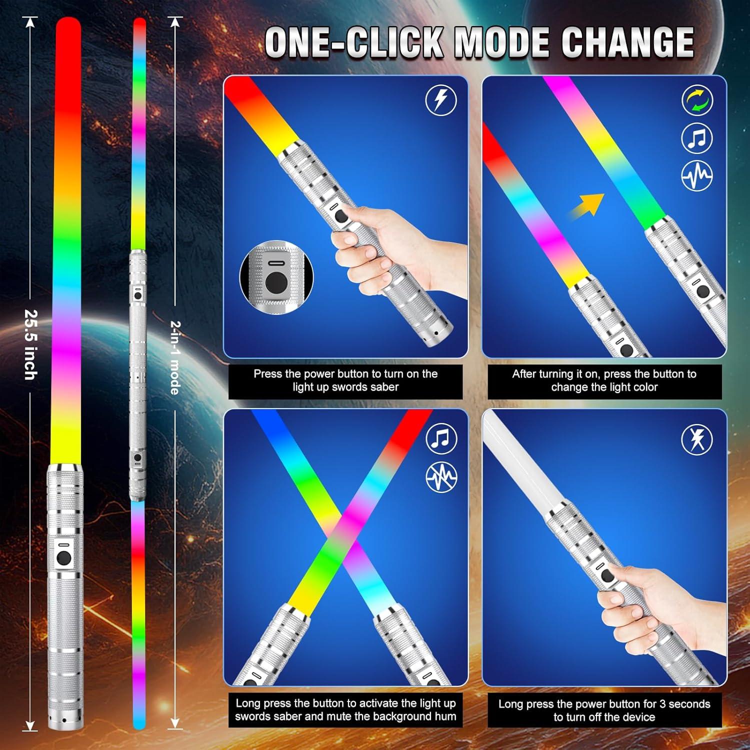 Sable de Luz RGB JOINBO 62 cm Recargable 2 Paquetes