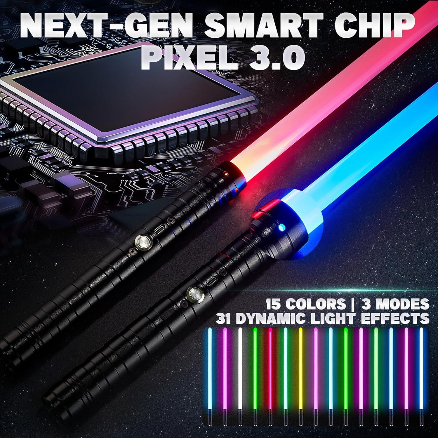 Espadas de Luz SANCO RGB 2 Paquetes 15 Colores Recargables