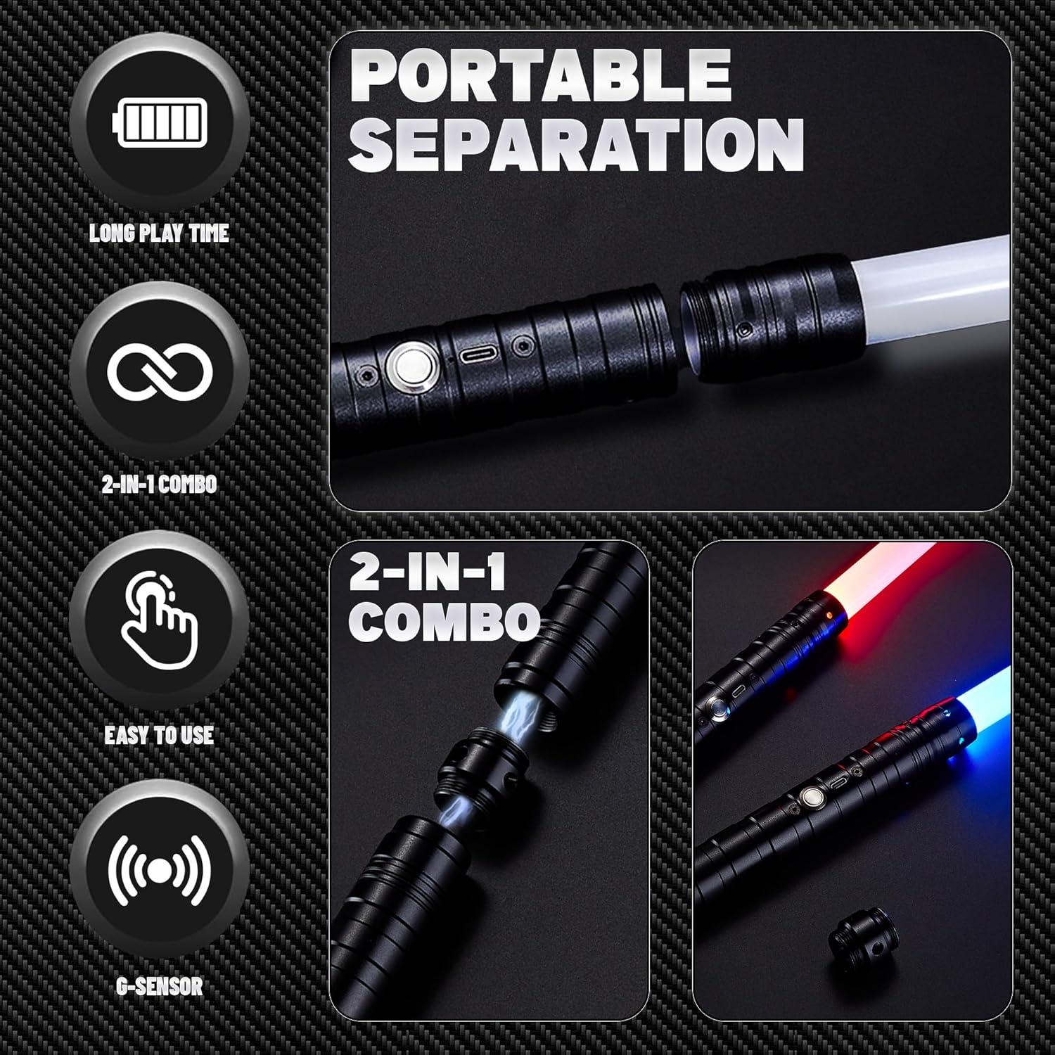 Espadas de Luz SANCO RGB 2 Paquetes 15 Colores Recargables