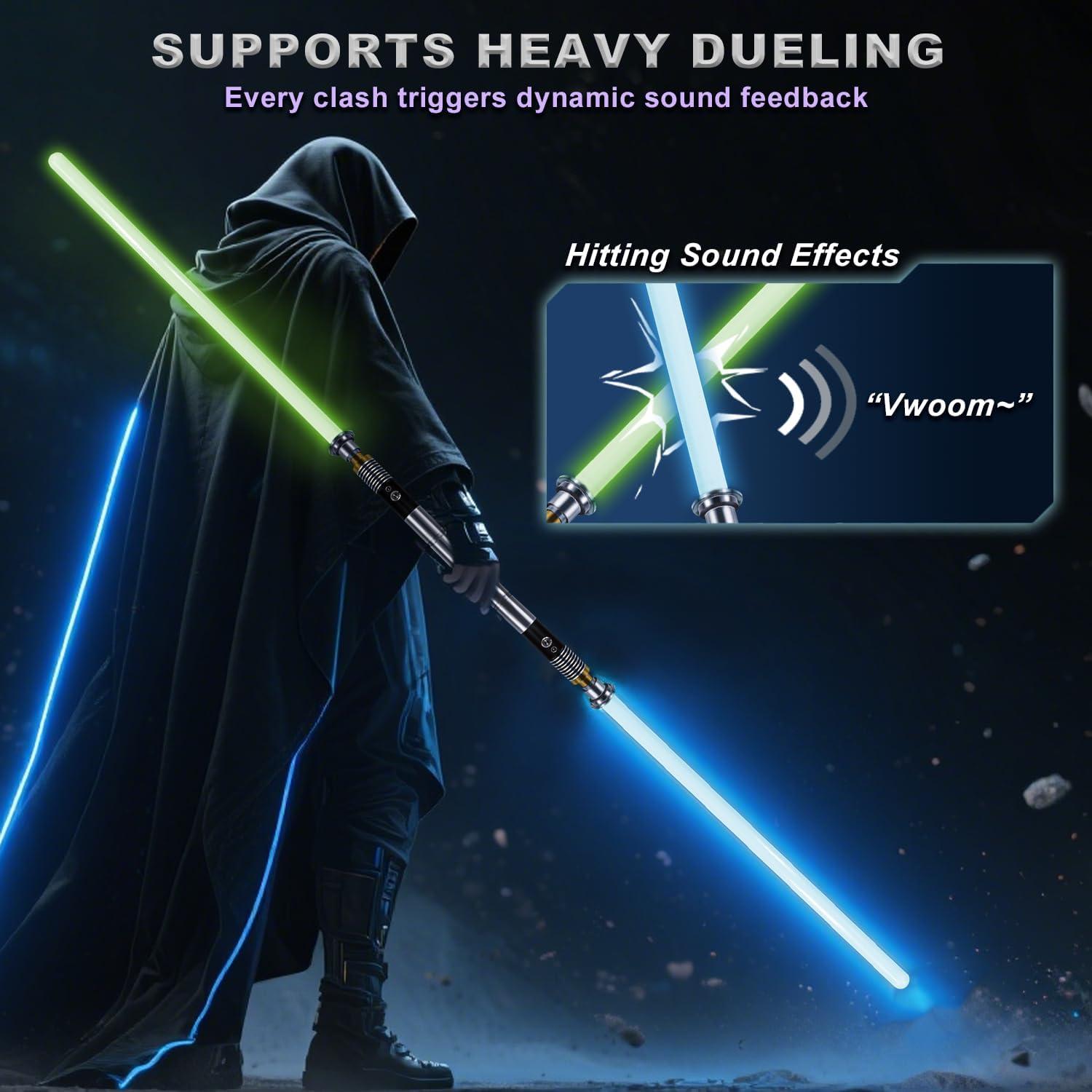 Sables de Luz XUZ 2 Paquete, Mango de Metal, 16 Colores RGB