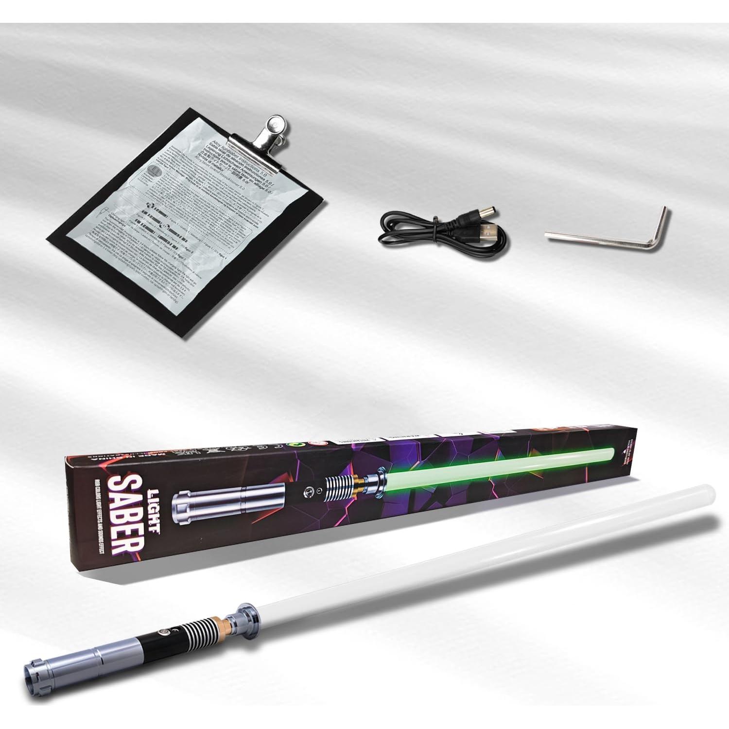 Sables de Luz XUZ 2 Paquete, Mango de Metal, 16 Colores RGB