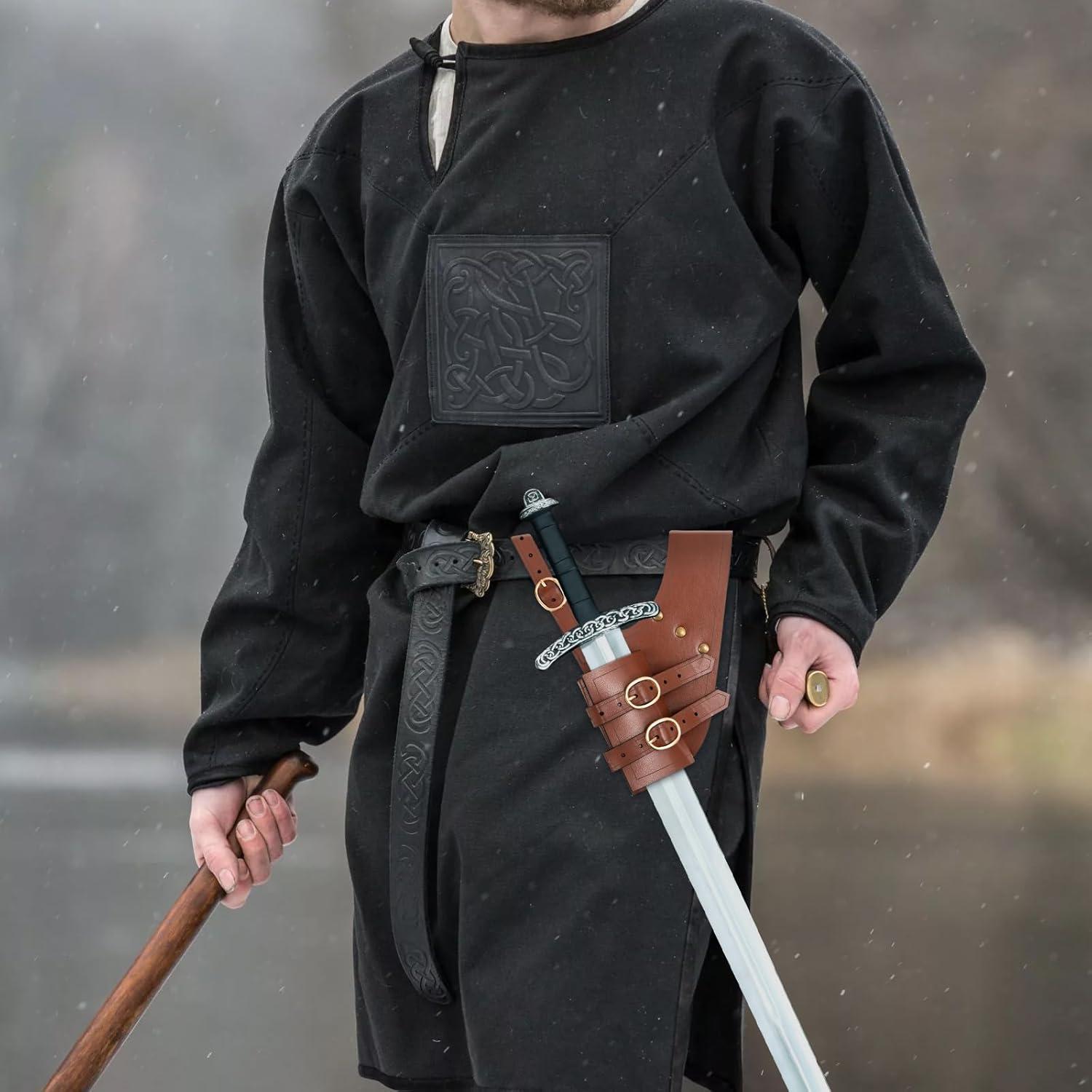 Funda de espada vaina de daga Degpum marrón medieval