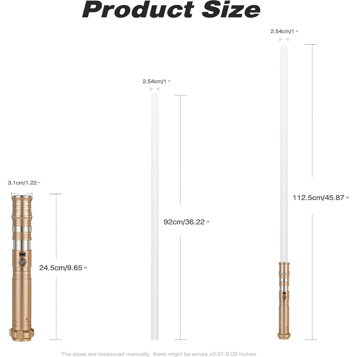 Sable de Luz RGB Custom Saber 92 cm 4 Sonidos Ajustable Oro