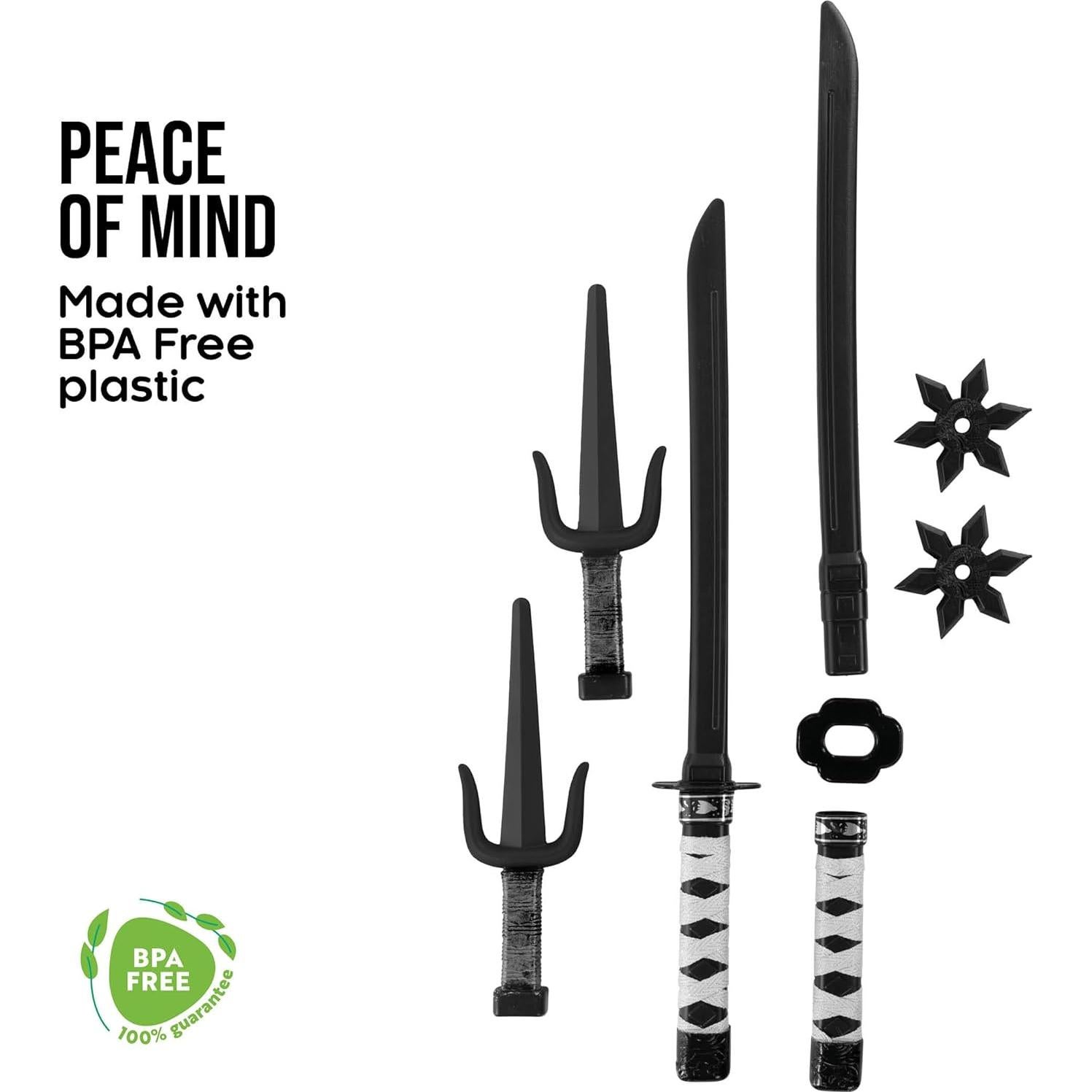 Accesorios de disfraz de ninja Morph con espadas y mochila