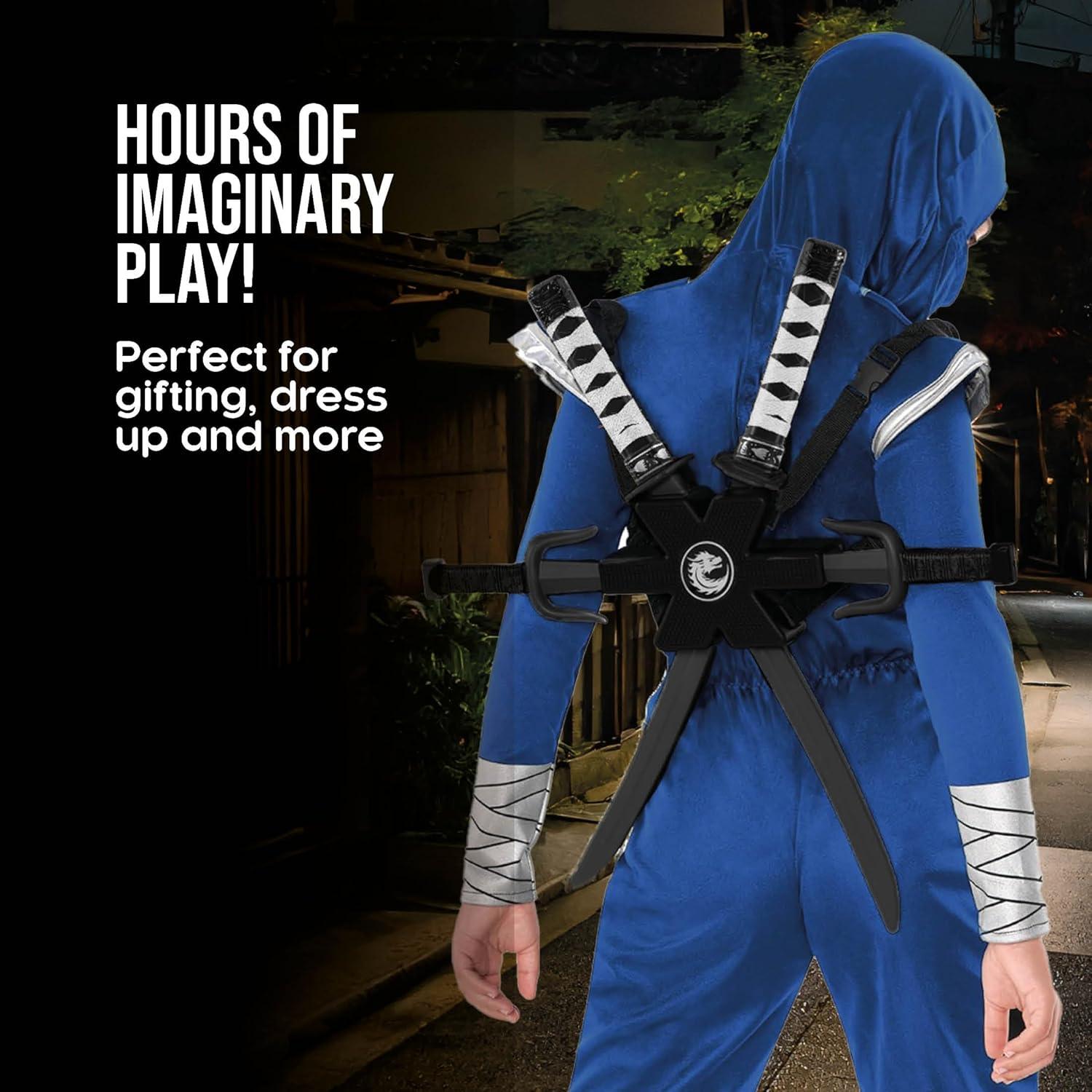 Accesorios de disfraz de ninja Morph con espadas y mochila