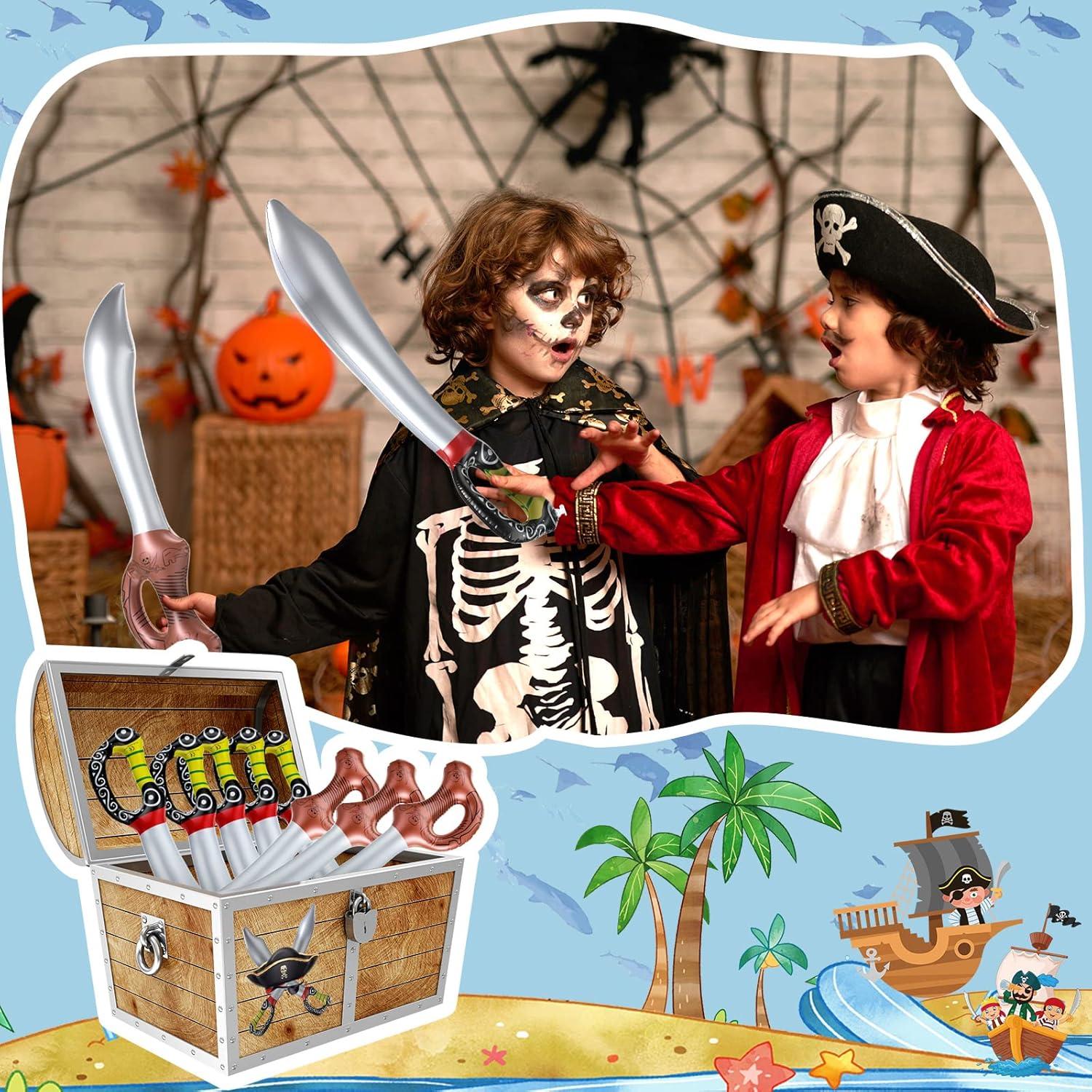 12 Espadas Piratas Inflables PVC 70 cm y 58 cm para Fiesta