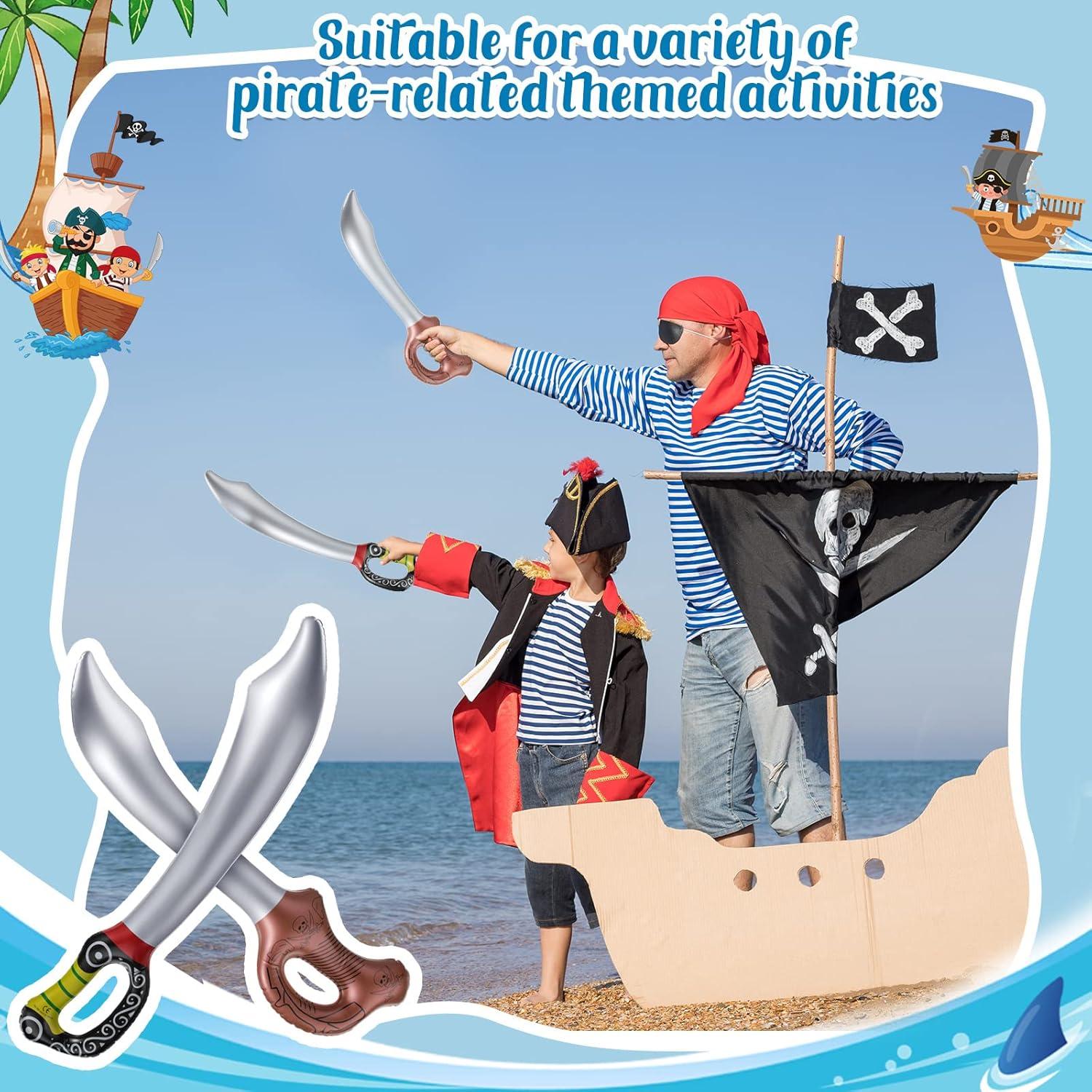 12 Espadas Piratas Inflables PVC 70 cm y 58 cm para Fiesta