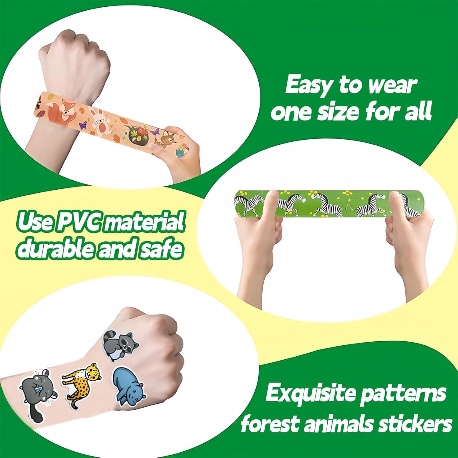 74PCS Forest Animals Party Favor 50PCS Woodland Party Stickers&24PCS Slap Bracelets Jungle Animals Birthday Supplies Team Gift Fillers School Classroom games Rewards Supplies