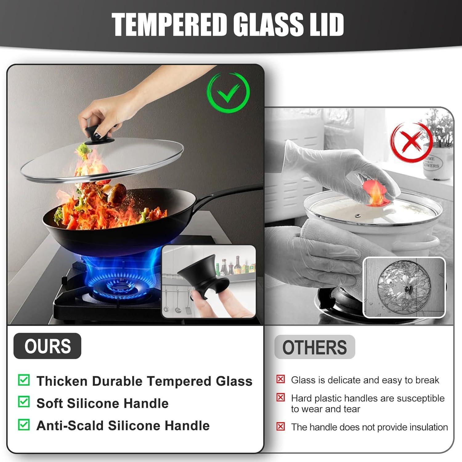 Tapa de Sartén de Vidrio Templado Komokeru 20 cm con Mango Resistente