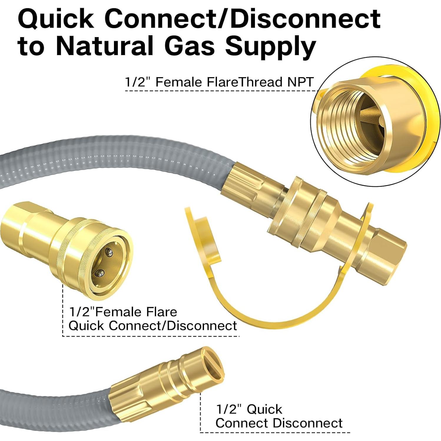 Manguera de Gas Natural 12 Pies NQN con Conector Rápido