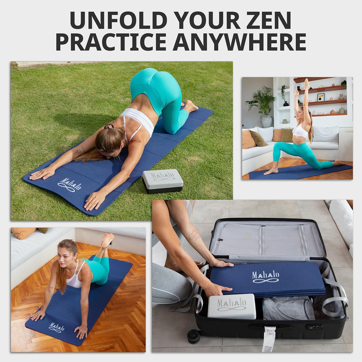 Esterilla de Yoga Plegable Mahalo Wellness 6mm + 2 Bloques
