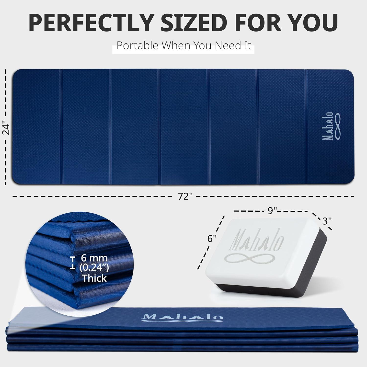 Esterilla de Yoga Plegable Mahalo Wellness 6mm + 2 Bloques