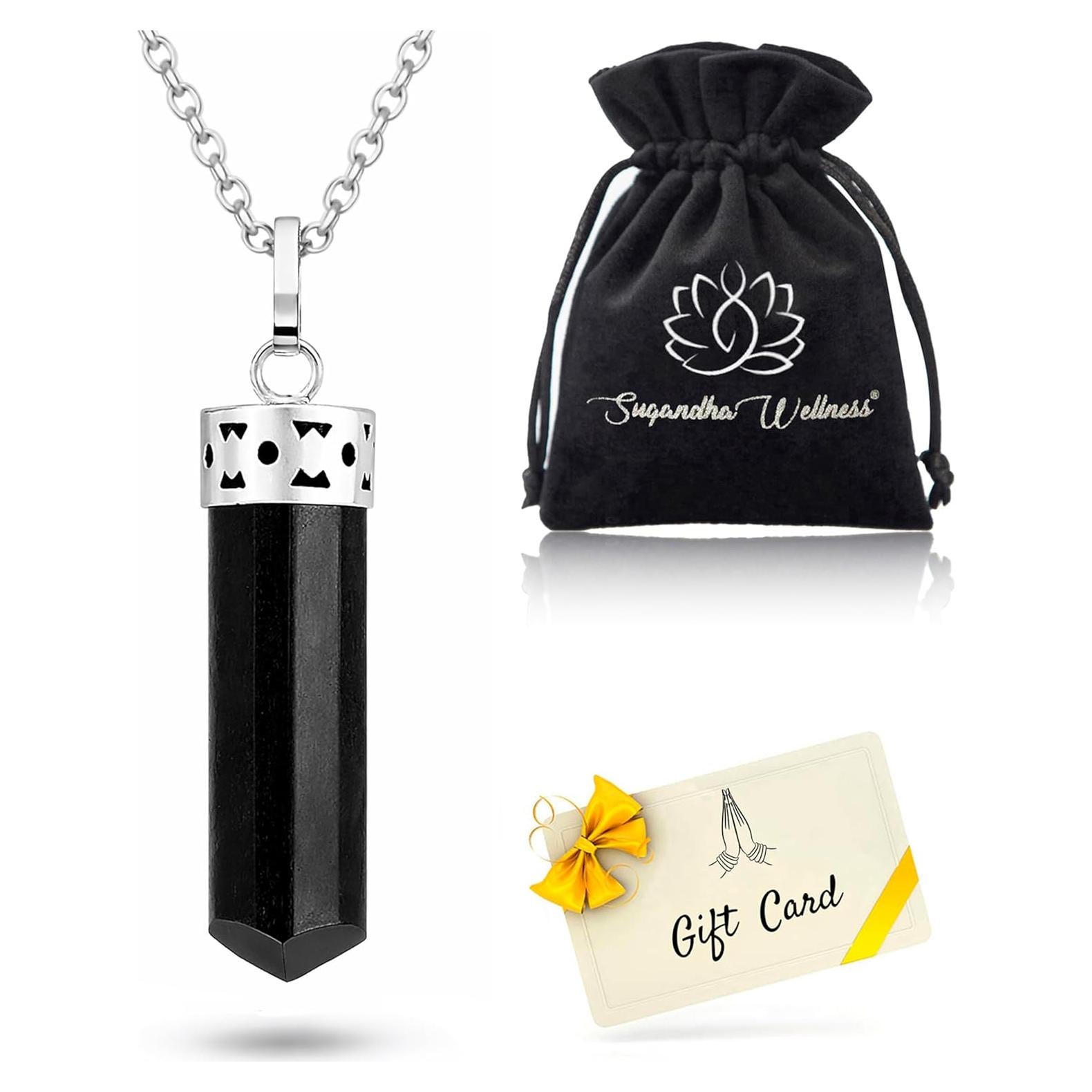 Collar de Turmalina Negra Sugandha Wellness - Joyería Sanadora 60 cm