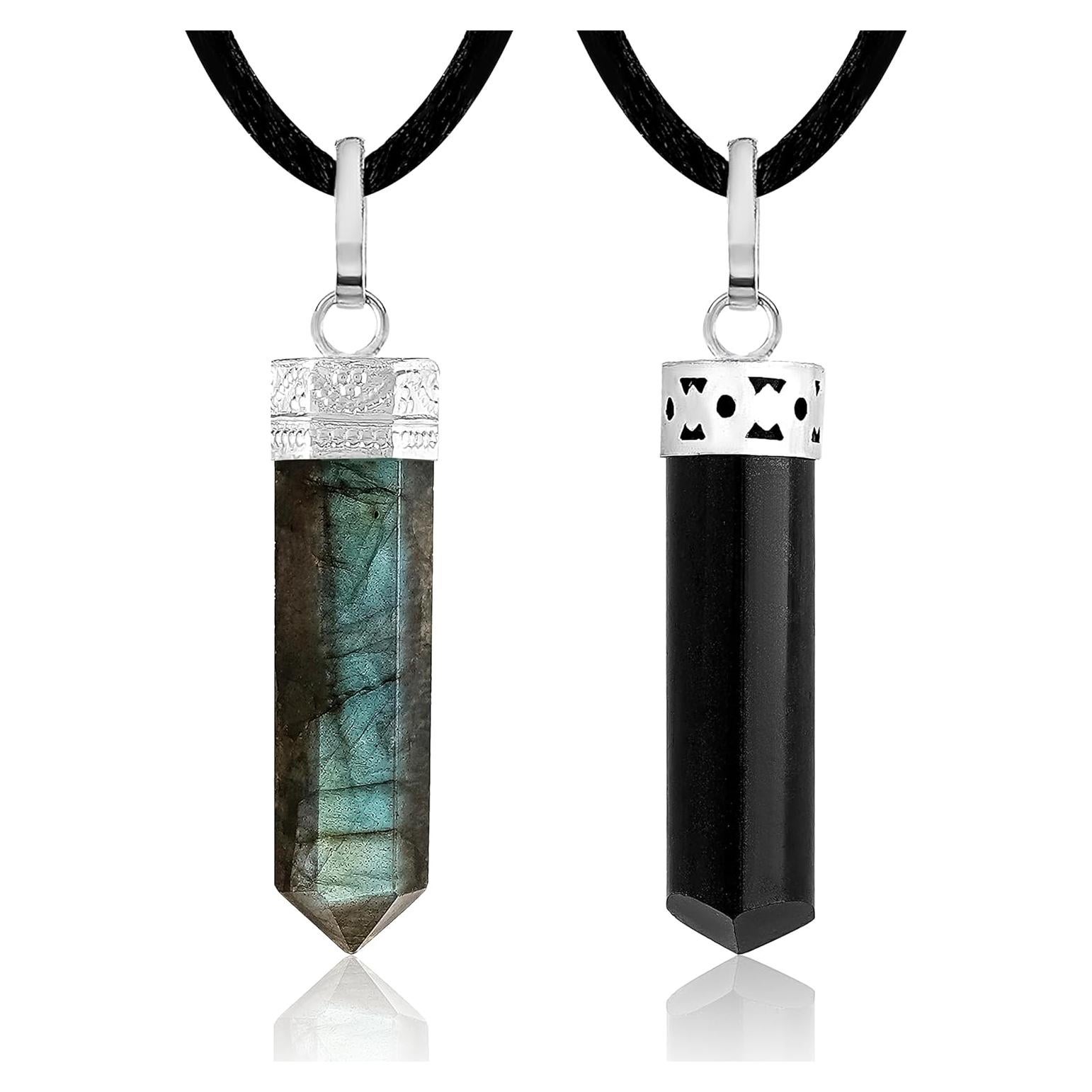 Collar de Cristal Sanador Labradorita y Turmalina Negra - Joyería Espiritual