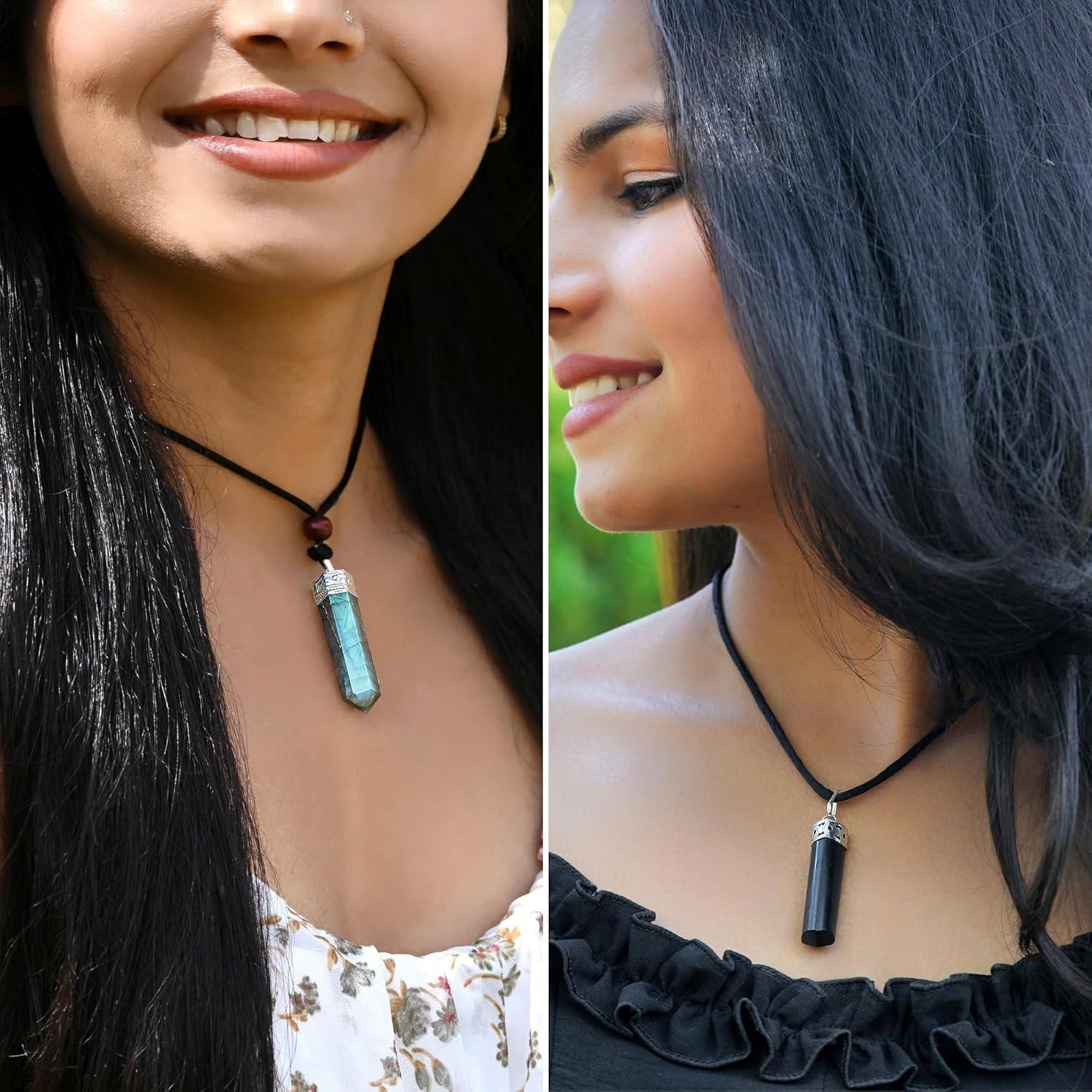 Collar de Cristal Sanador Labradorita y Turmalina Negra - Joyería Espiritual