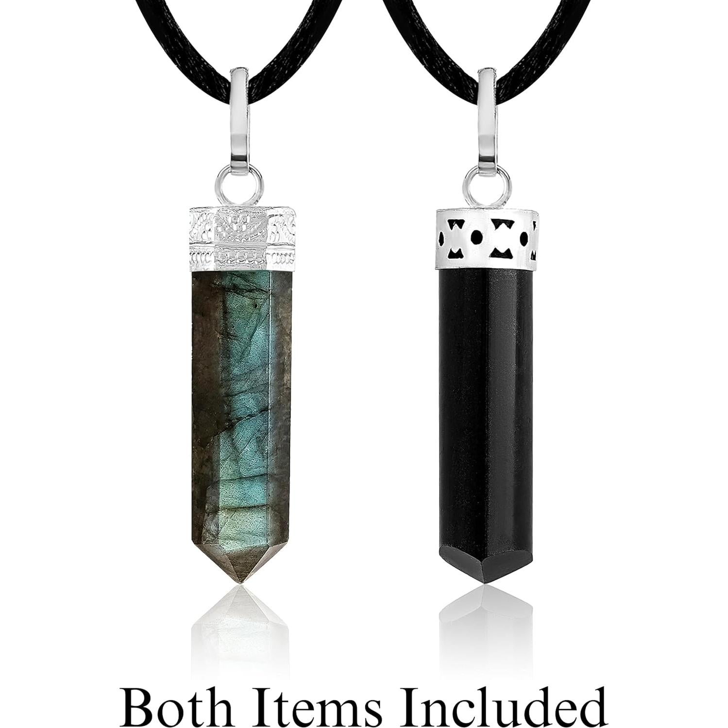 Collar de Cristal Sanador Labradorita y Turmalina Negra - Joyería Espiritual