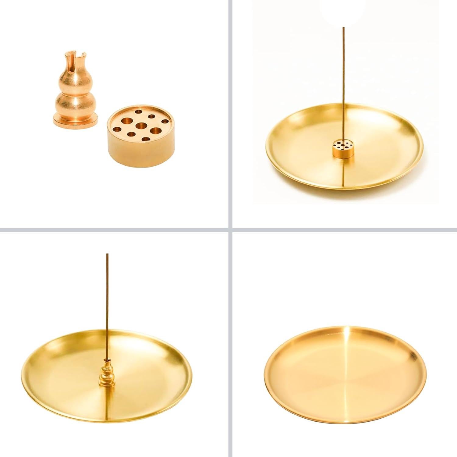 Soporte de Incienso 3 en 1 Pocoxll Oro 14 cm Multi-Funcional