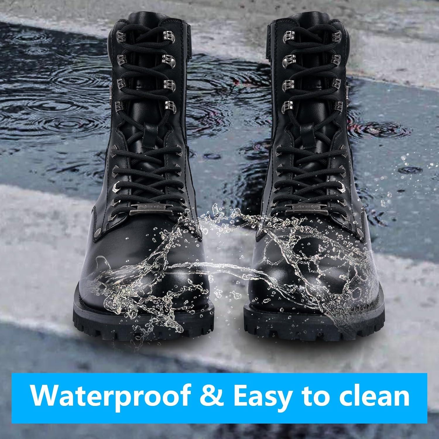 Botas de Combate de Cuero PU para Motocicleta Hombre 4.19cm