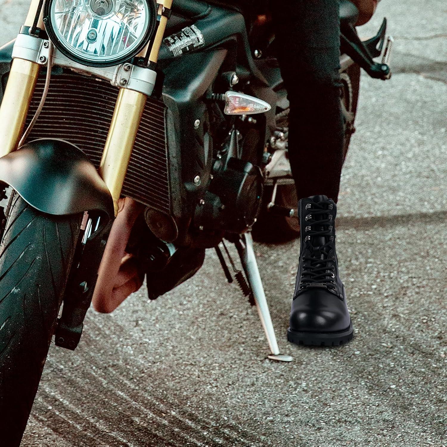 Botas de Combate de Cuero PU para Motocicleta Hombre 4.19cm