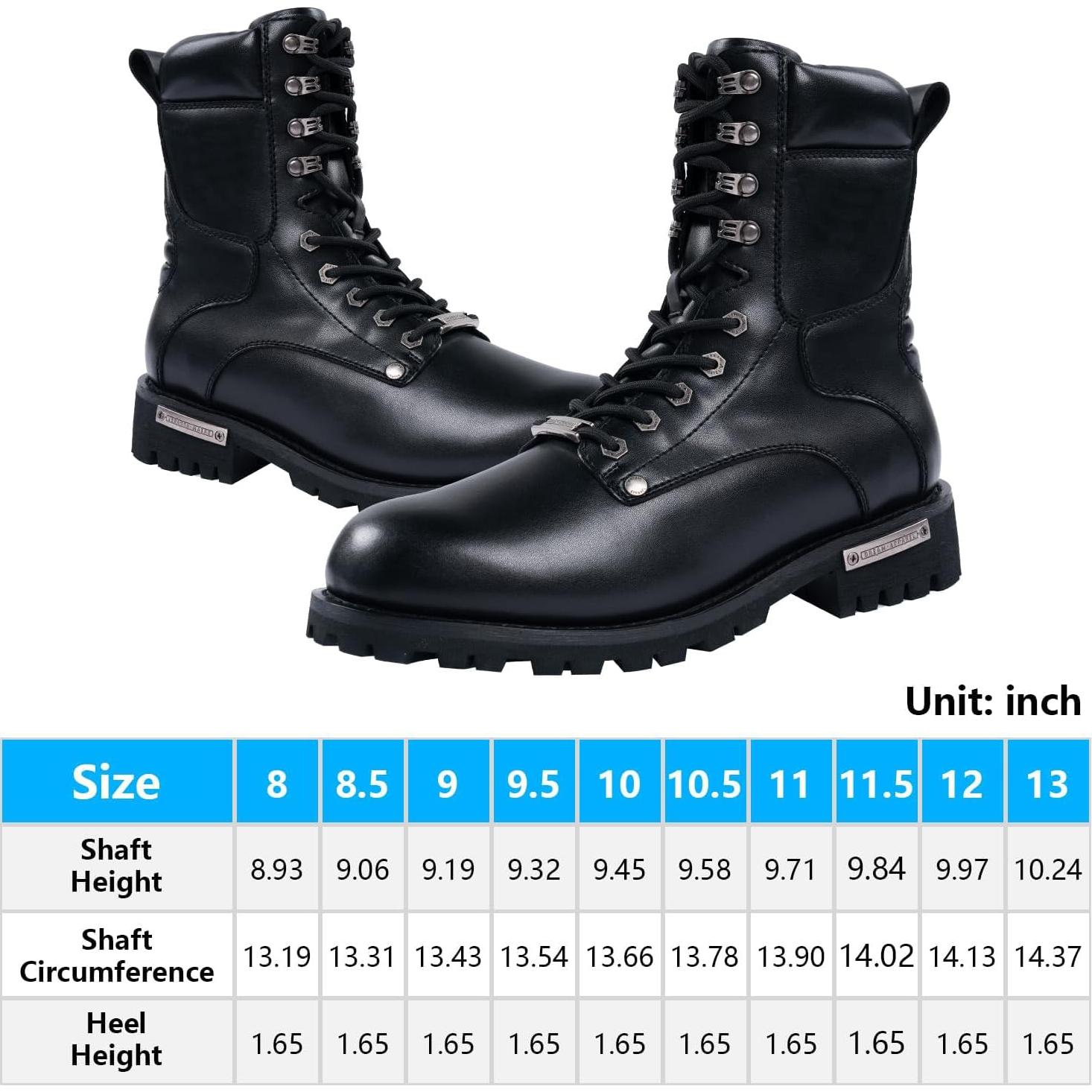 Botas de Combate de Cuero PU para Motocicleta Hombre 4.19cm