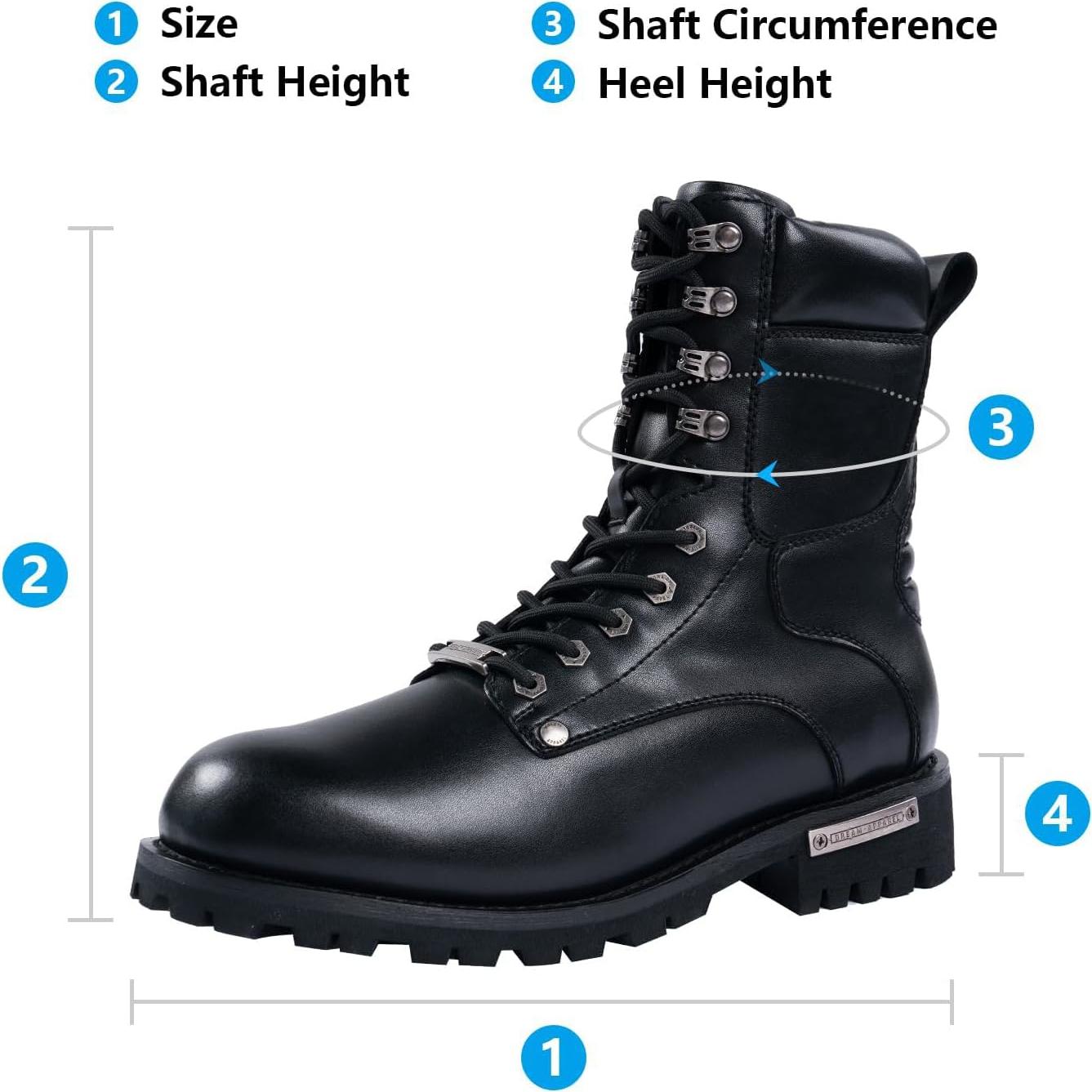 Botas de Combate de Cuero PU para Motocicleta Hombre 4.19cm