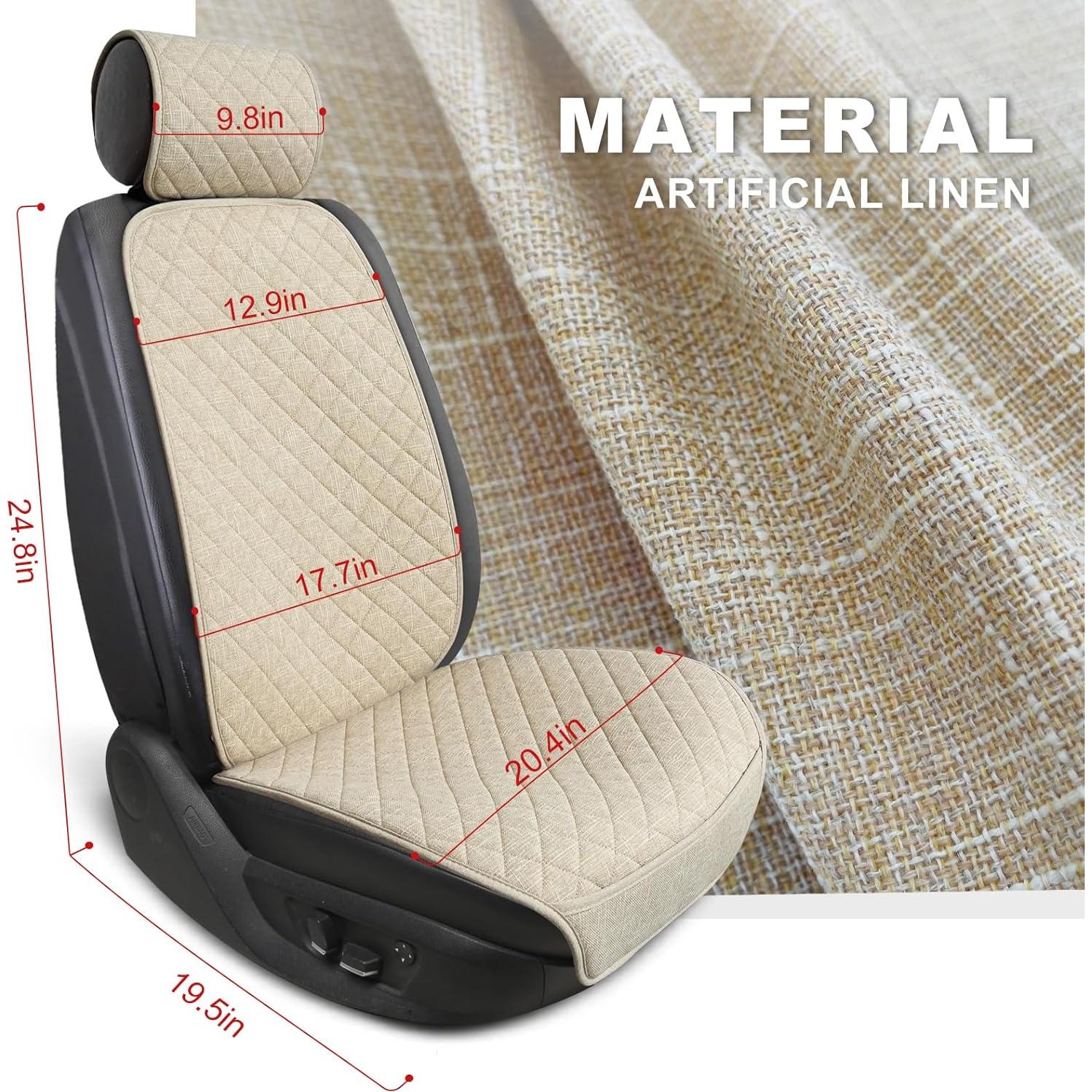 Fundas de Asiento de Coche BOPUOVRE YM-2-B Transpirables Beige - 2 Unidades