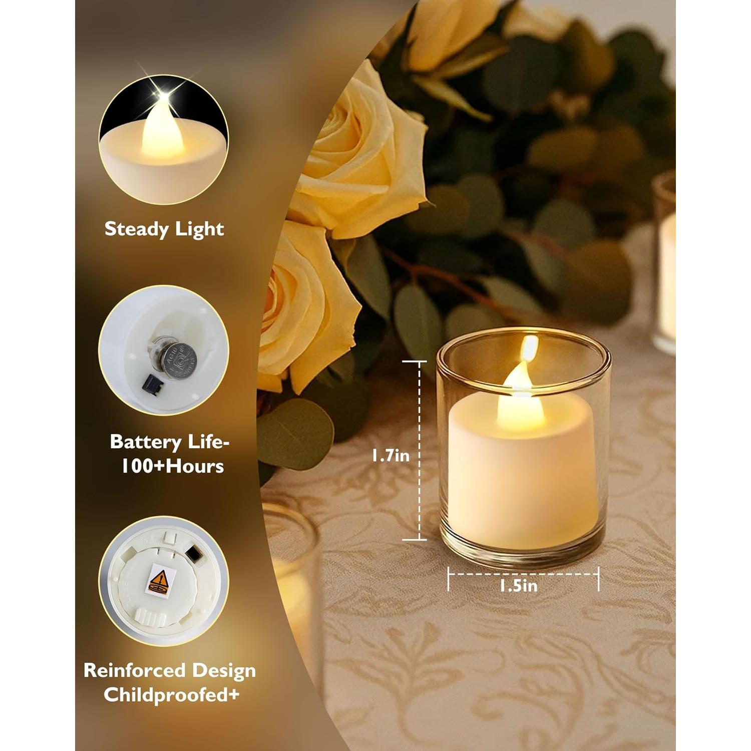 Paquete de 12 Velas LED Votivas Amagic Blancas Cálidas