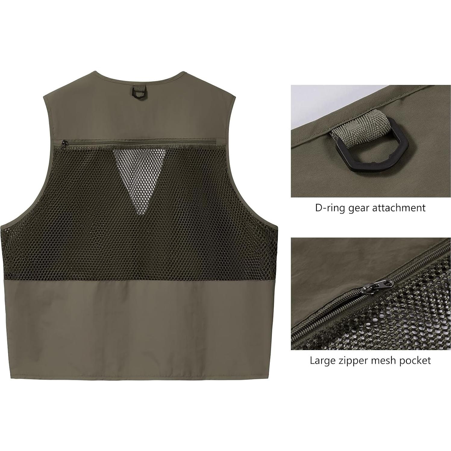 Chaleco de Carga Utilitario Bassdash Verde Militar Mediano