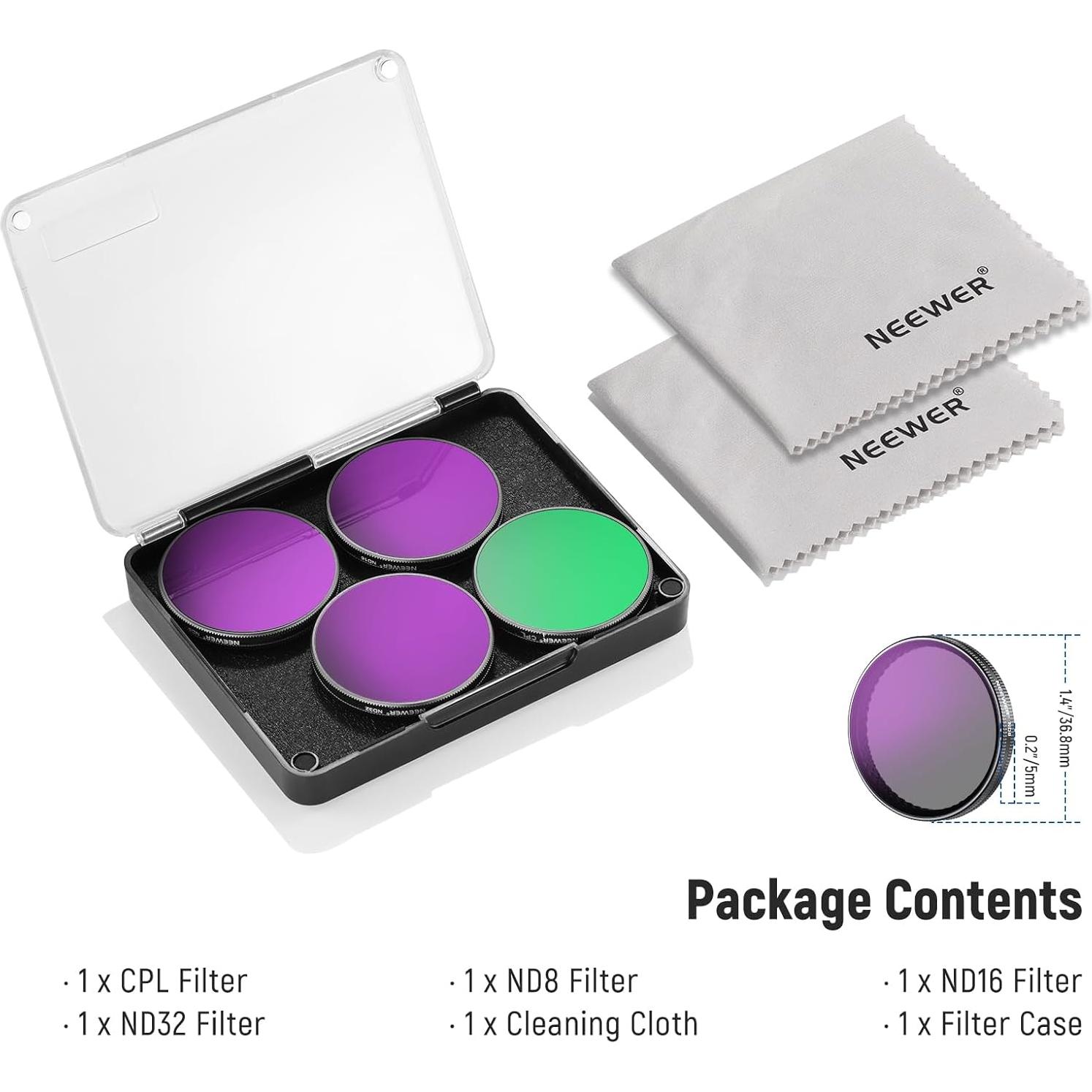 Juego de 4 Filtros ND NEEWER para DJI Osmo Action 5 Pro/4/3