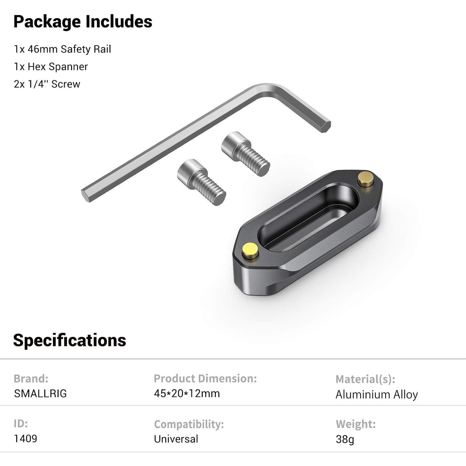 Riel de Seguridad NATO 4cm SmallRig con Tornillos 1/4''
