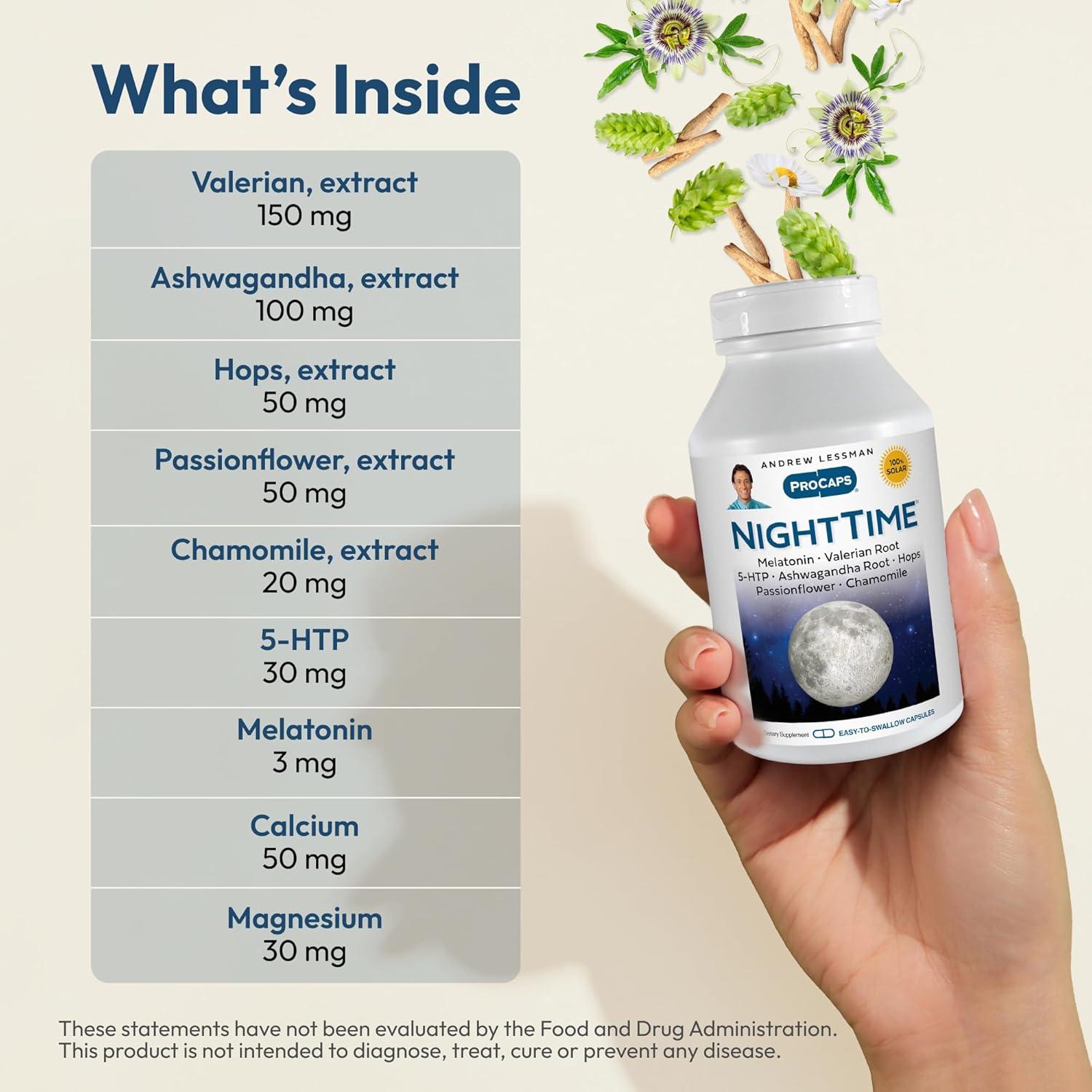 Cápsulas Noche Tiempo Andrew Lessman 30 Unidades Melatonina